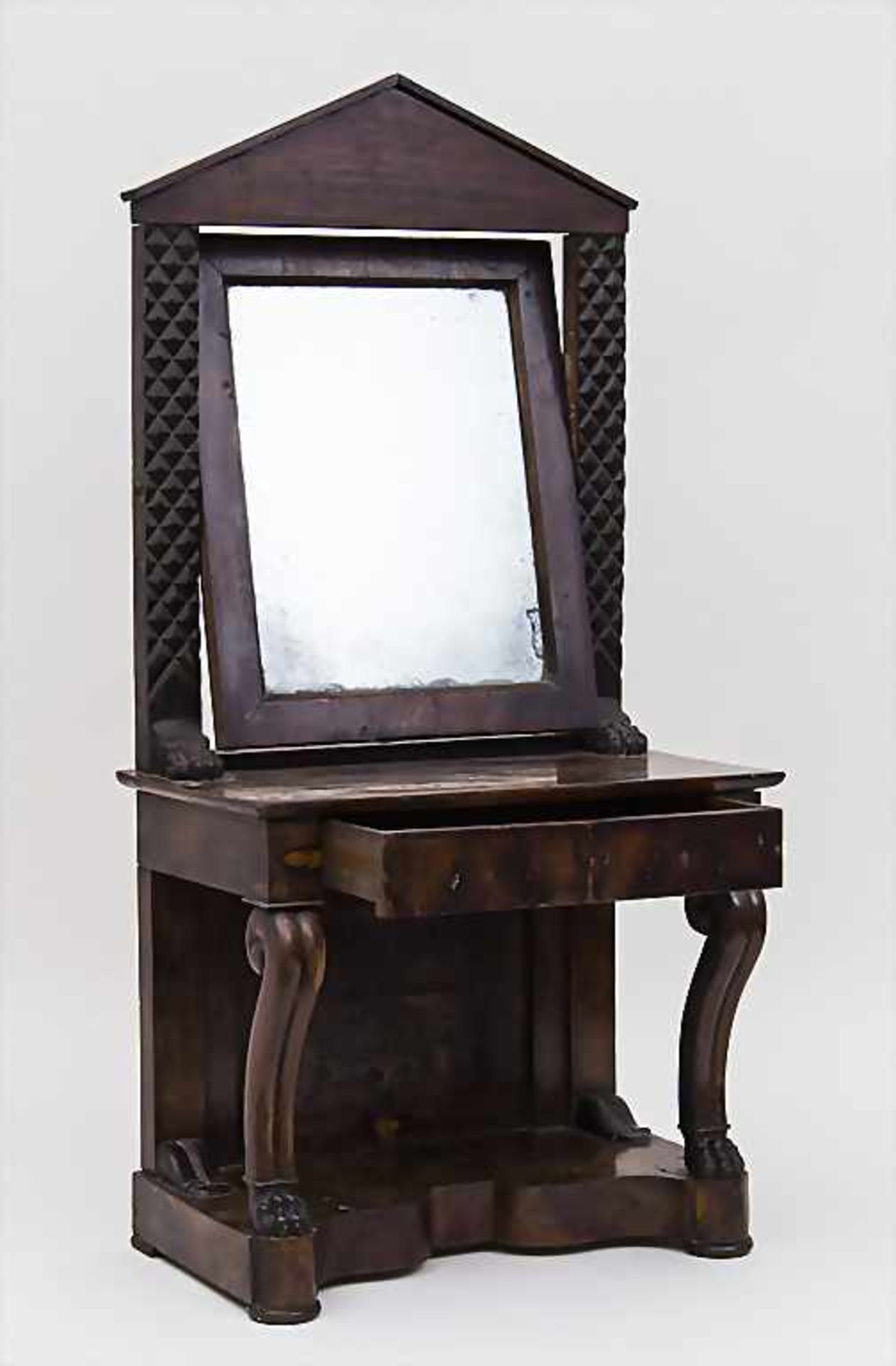 Gesellenstück Modell Spiegelkonsole mit Schublade / Journeyman's Piece Model of a Wooden Mirror