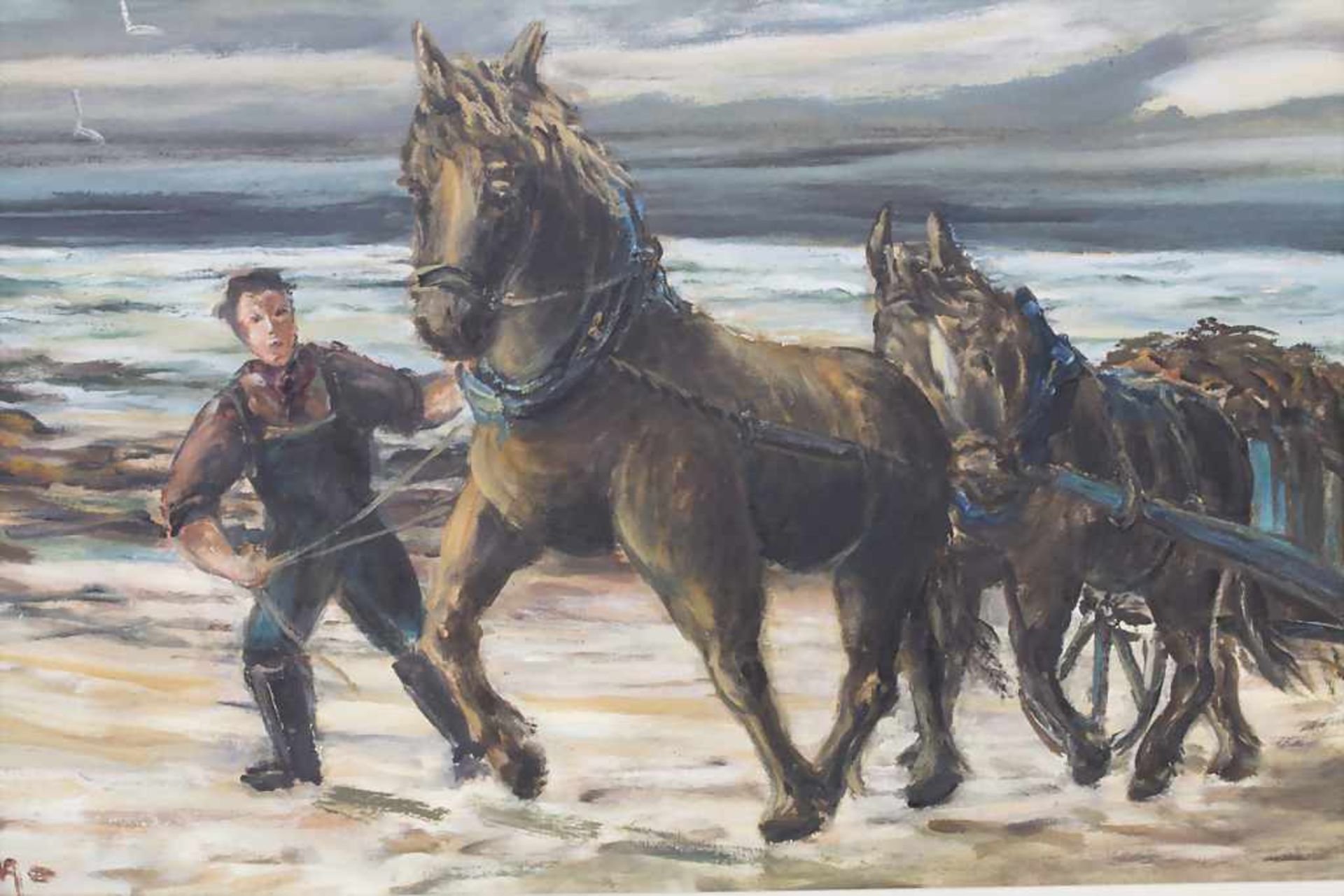 Künstler der 1950er Jahre, 'Fischer mit Pferdegespann' / 'A fisherman with horse and cart'< - Image 2 of 4