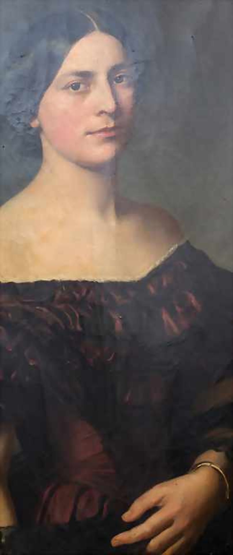 Unbekannter Künstler des 19. Jh., Biedermeier-Porträt 'Junge Dame' / A Biedermeier portrait 'Young - Image 5 of 7