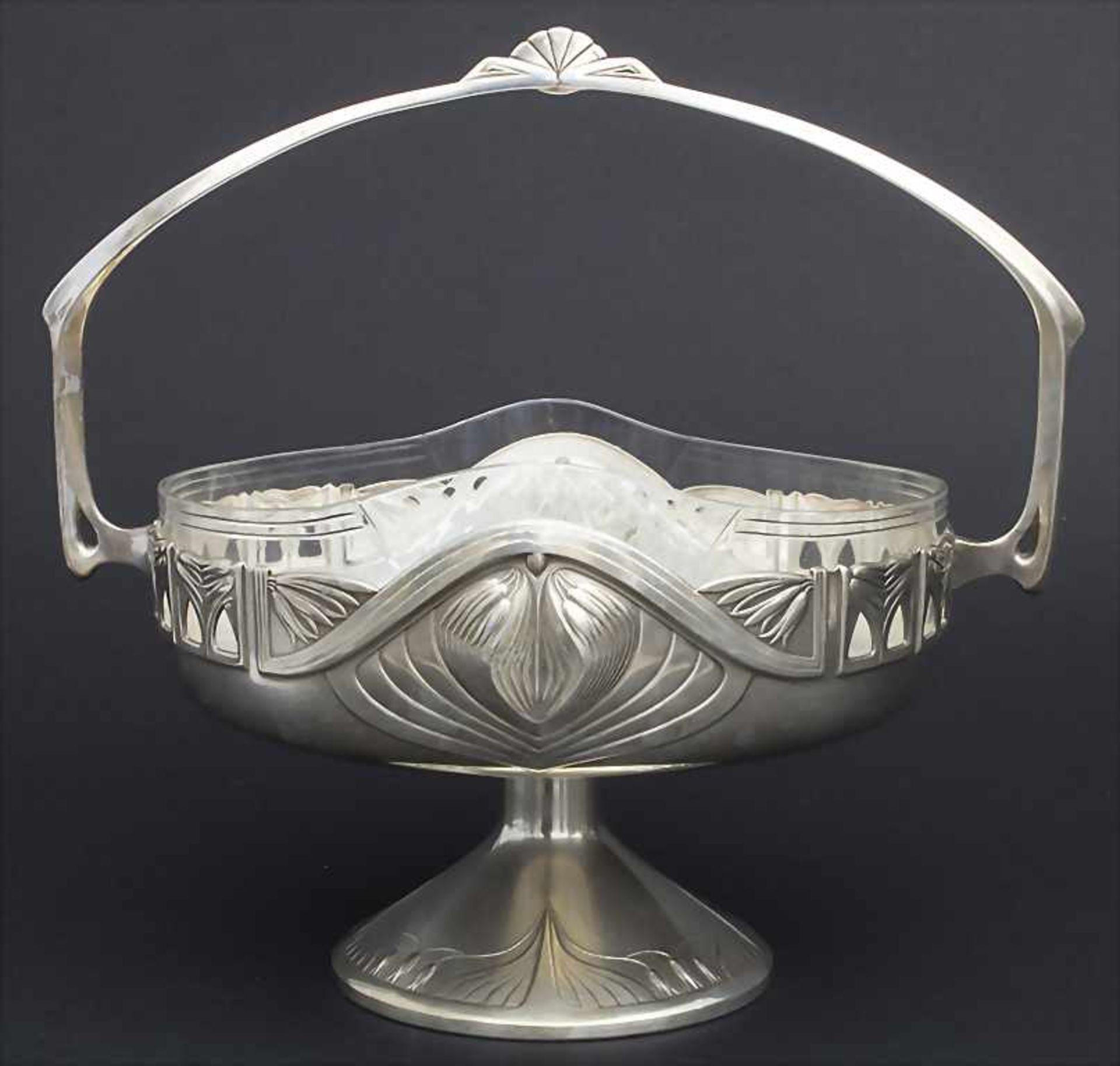 Große Jugendstil Henkelschale / An Art Nouveau footed bowl with handle, WMF, Geislingen, um - Bild 3 aus 7