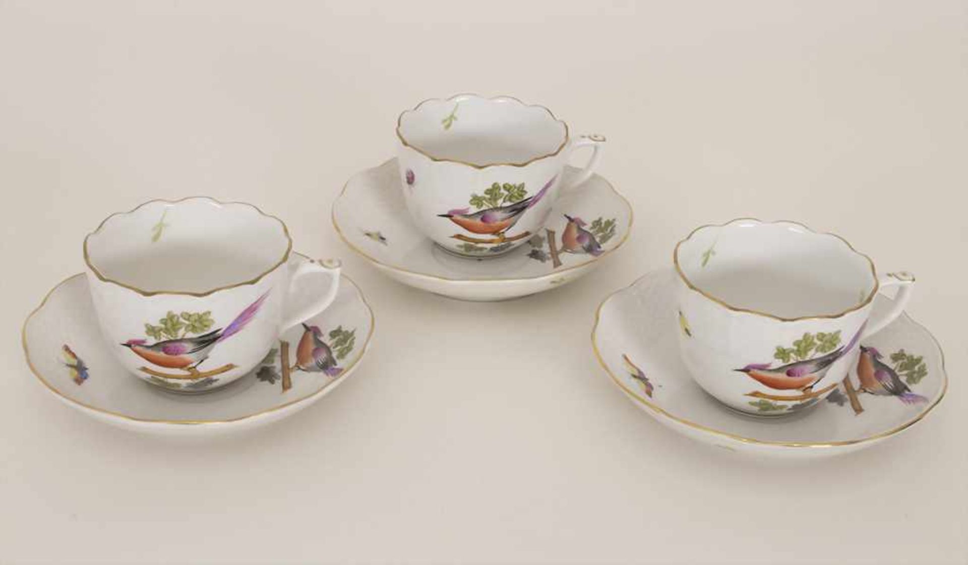 3 Mokkatassen mit UT / 3 mocha cups and saucers, Herend, Ungarn, 1. Hälfte 20. Jh.< - Bild 2 aus 9