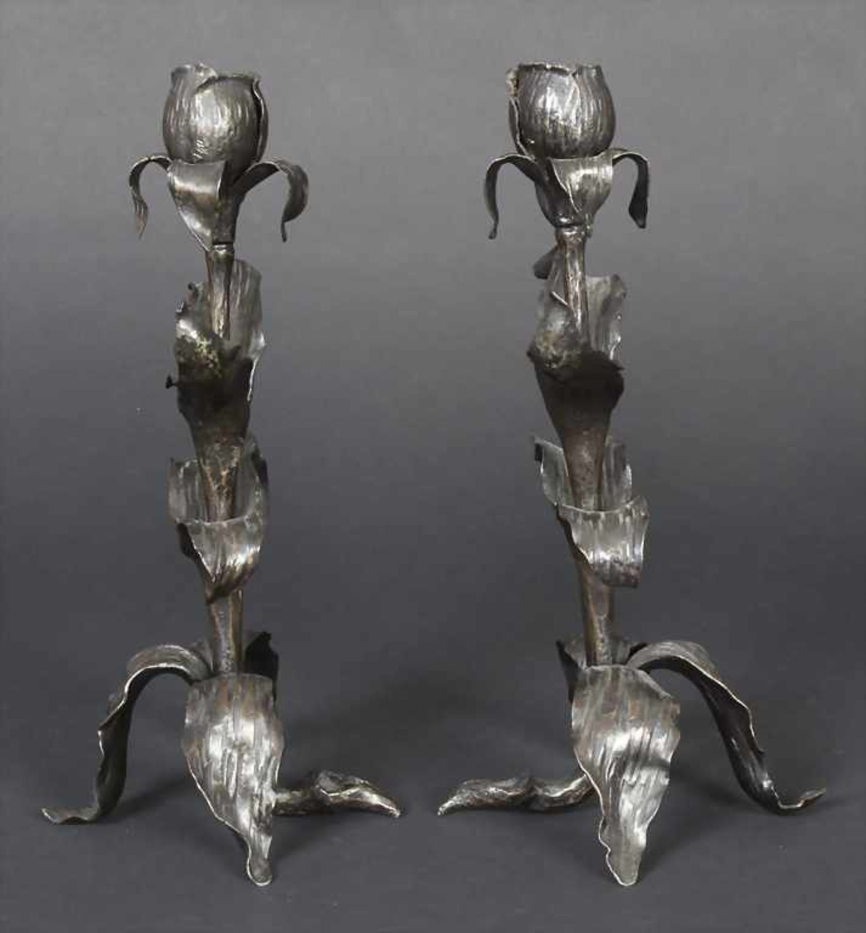 Paar Jugendstil Leuchter / A pair of Art Nouveau candlesticks, um 1900 - Bild 4 aus 6