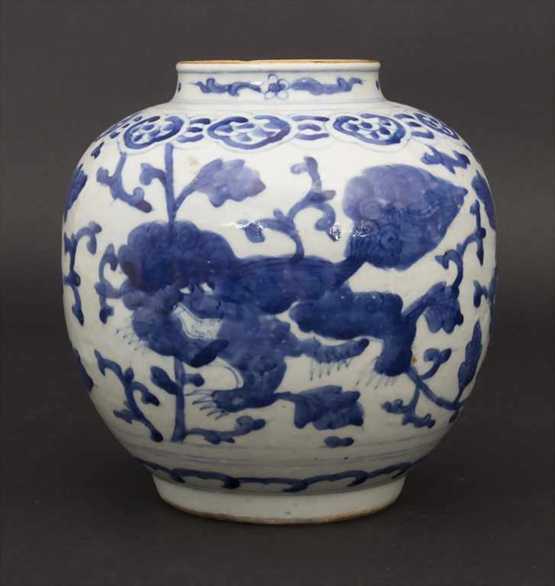 Schultertopf mit unterglasurblauer Malerei, Qing Dynastie, China, 18./19. Jh.