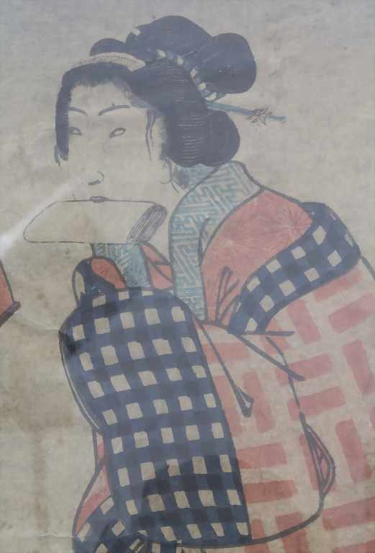 Farbholzschnitt 'Geisha'/ A coloured woodcut 'Geisha', um 1900 - Image 5 of 6