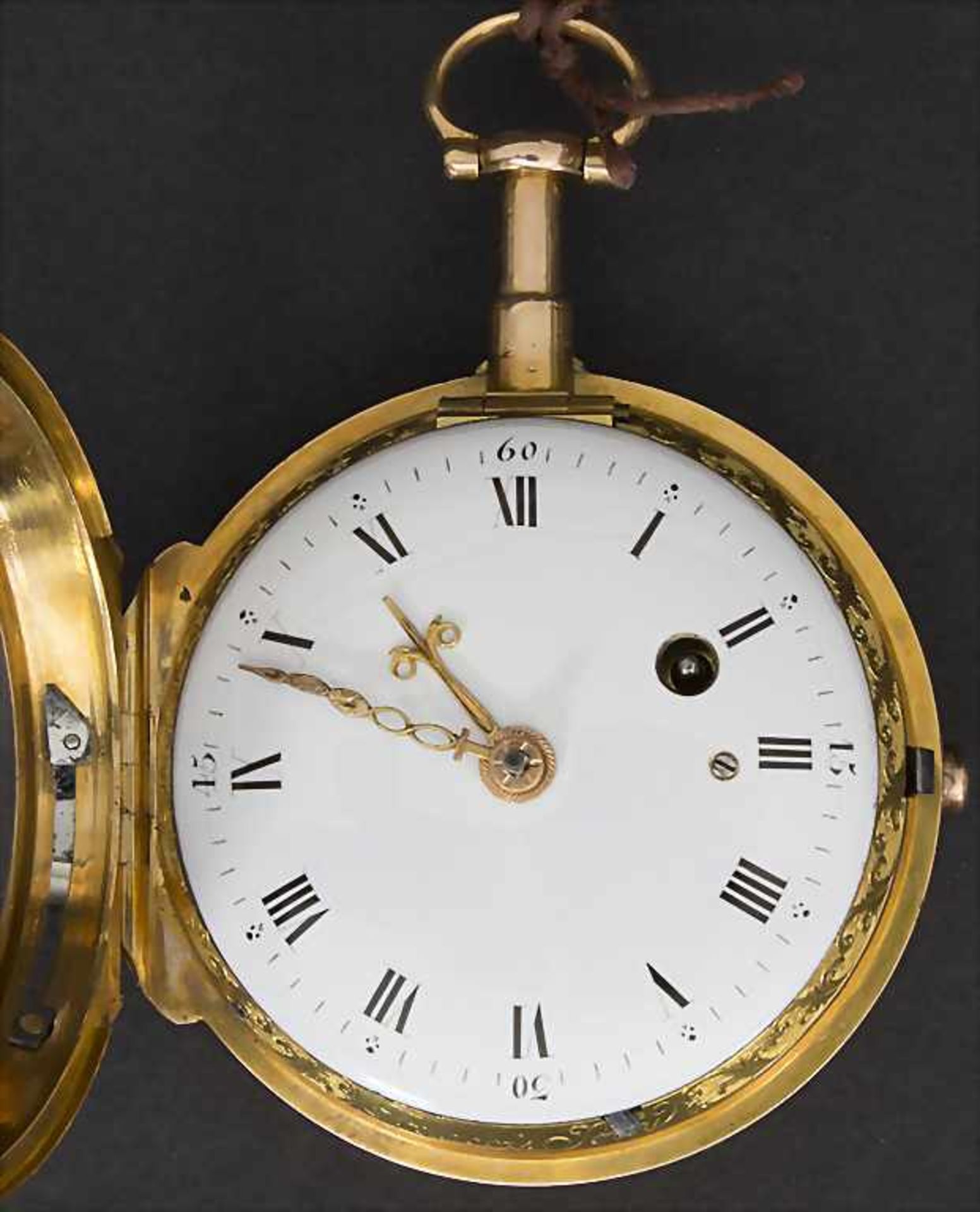 François Jolly, Offene Taschenuhr mit 1/4 Repetition / A pocket watch 1/4 quarter repeater, Paris,