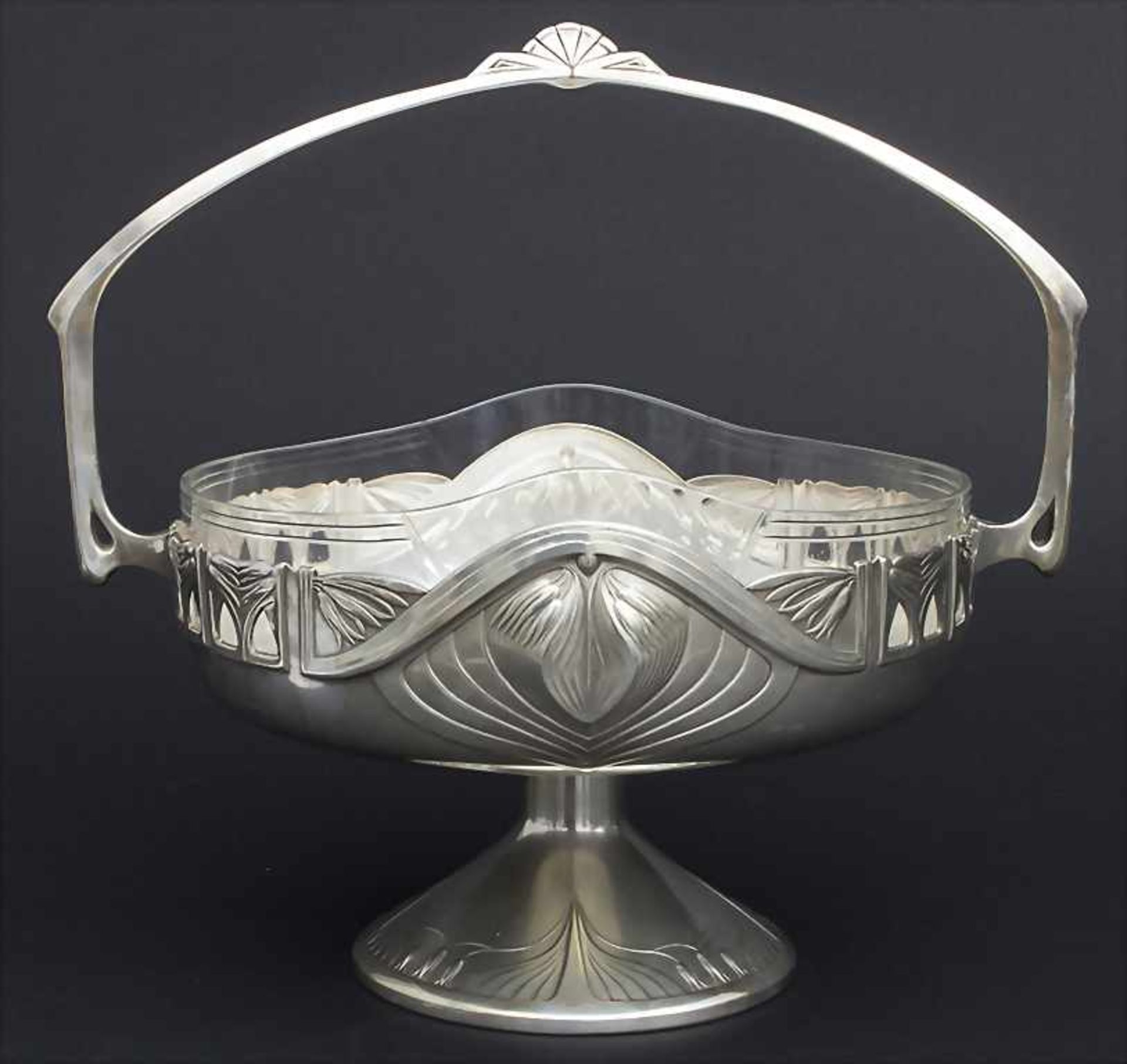 Große Jugendstil Henkelschale / An Art Nouveau footed bowl with handle, WMF, Geislingen, um