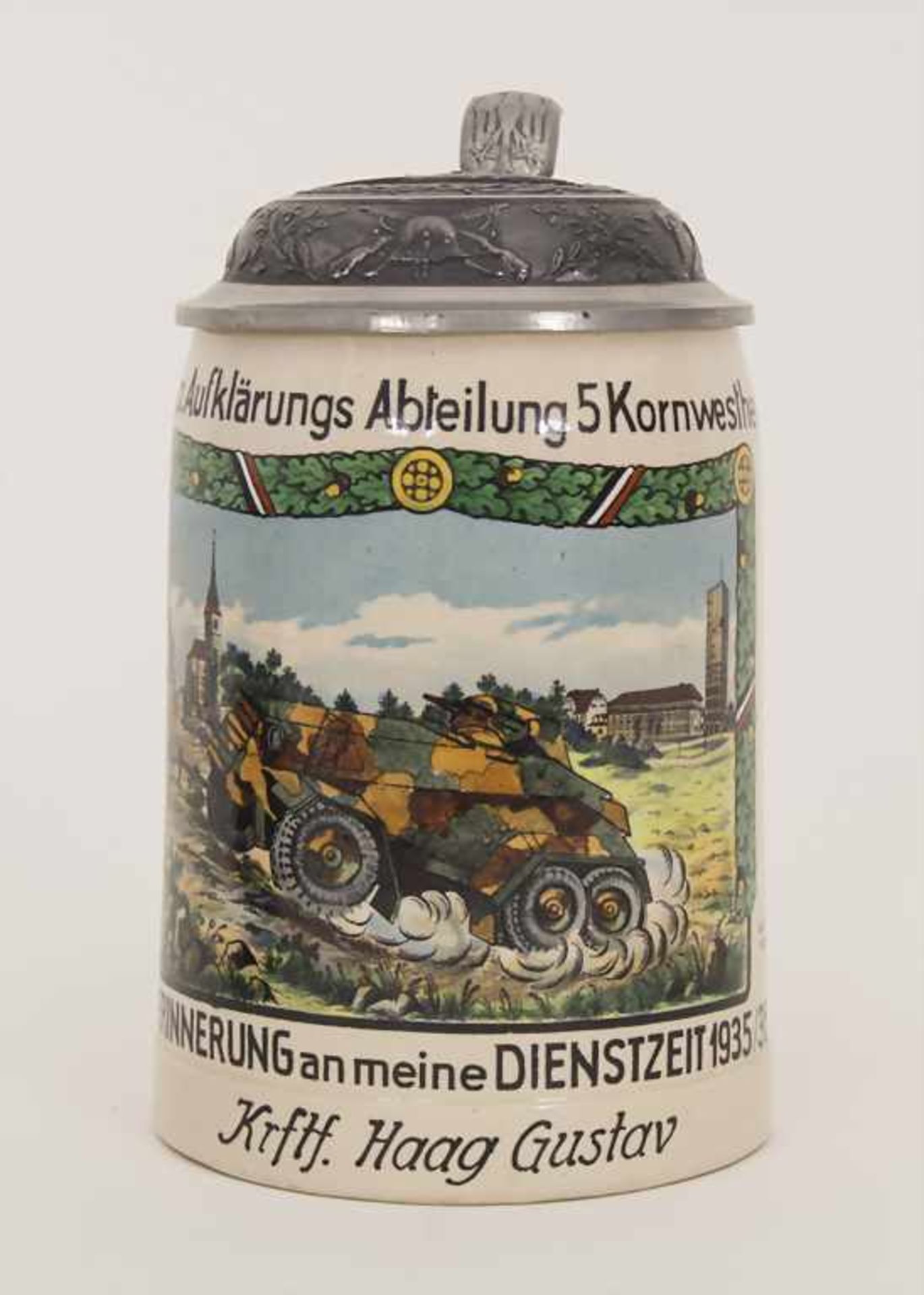 Reservistenkrug 0,5 L, 3. Reich, 2. Komp. Aufklärungs Abteilung 5 Kornwestheim, 1935/36<