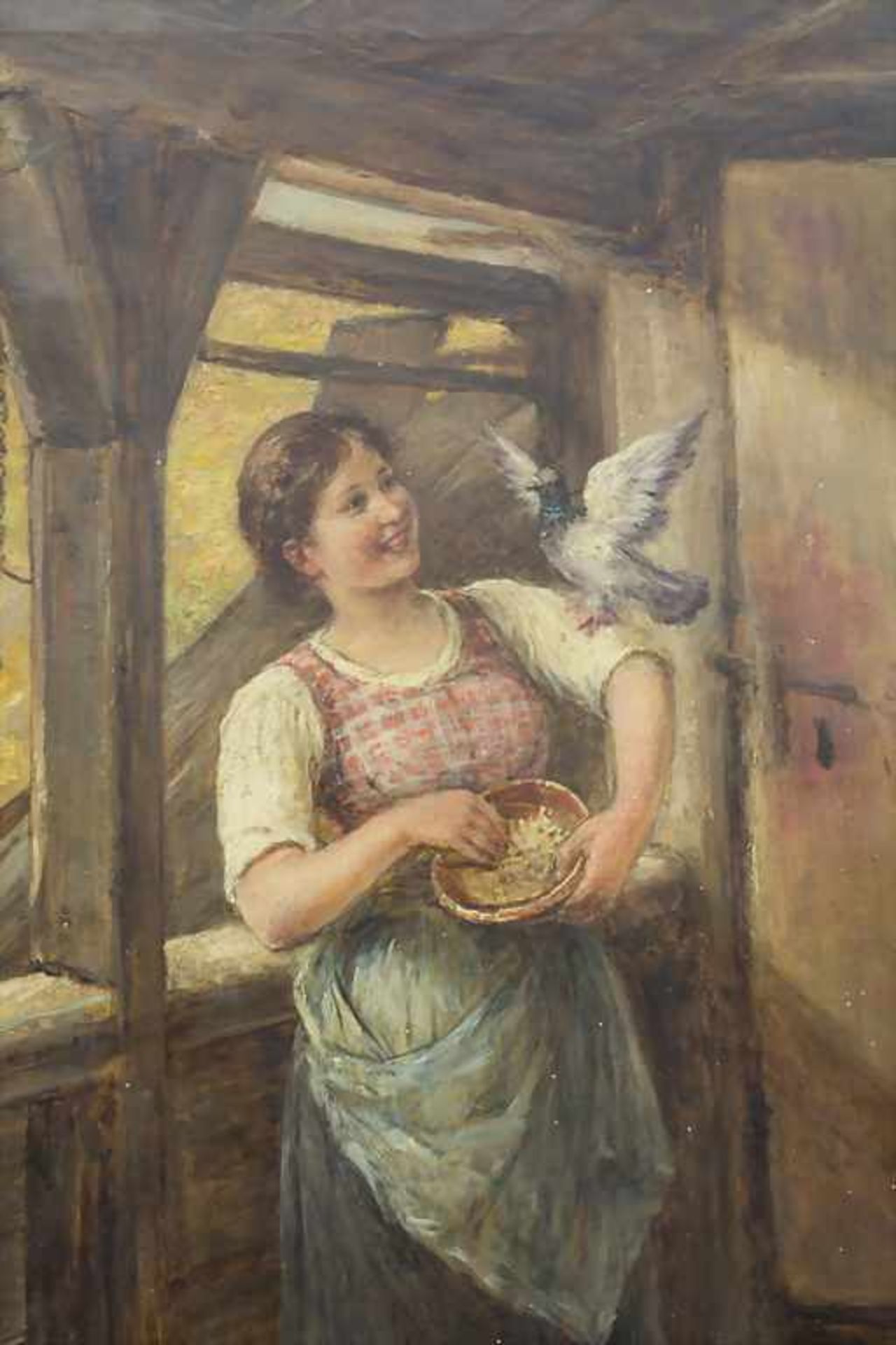 Ludwig Blume-Siebert (1853-1929), 'Junge Frau beim Taubenfüttern' / 'A young woman feeding doves' - Bild 3 aus 5