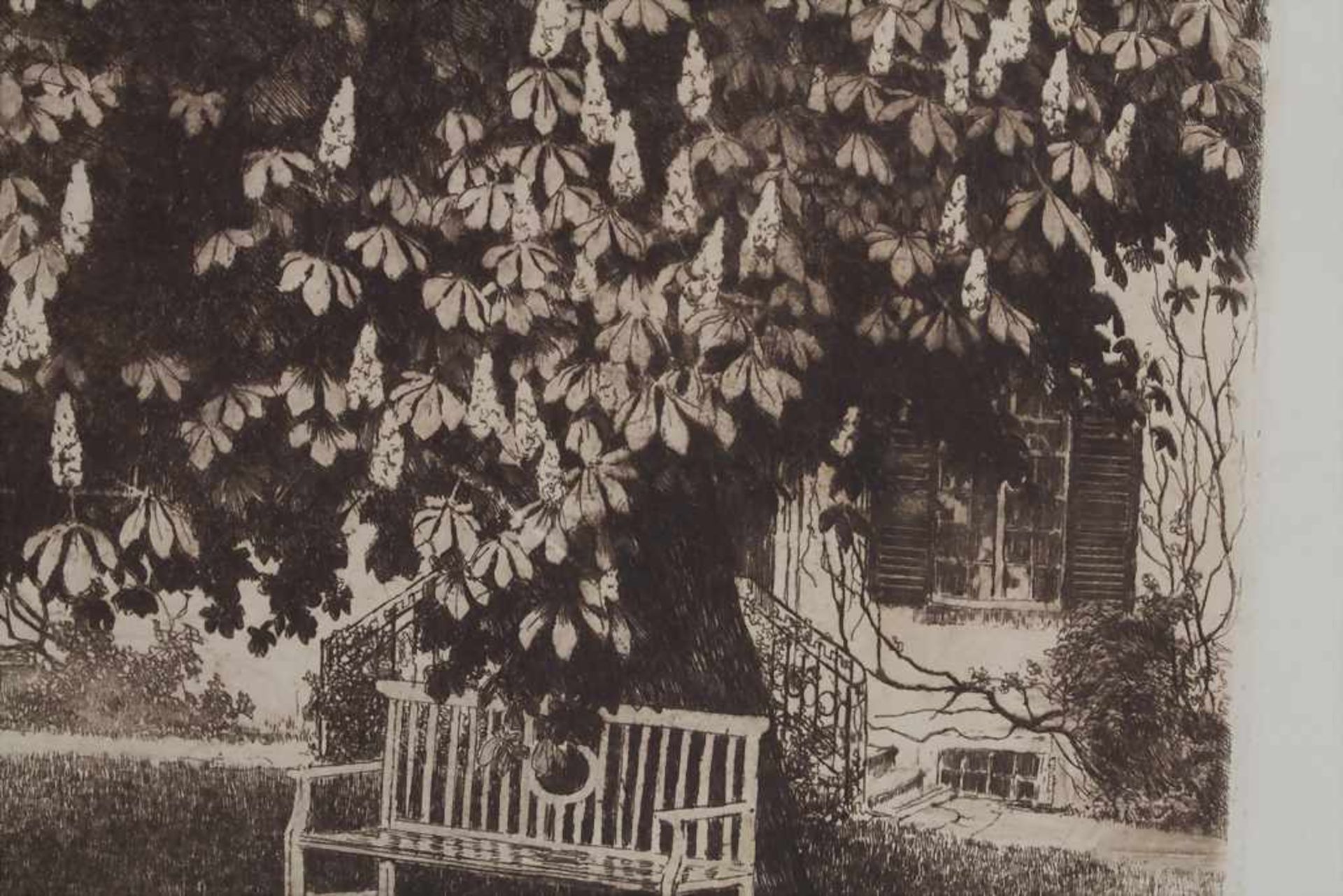 Franz Hecker (1870-1944), 'Kastanienbaum mit Parkbank' / 'A chestnut with a park bench' - Image 3 of 5