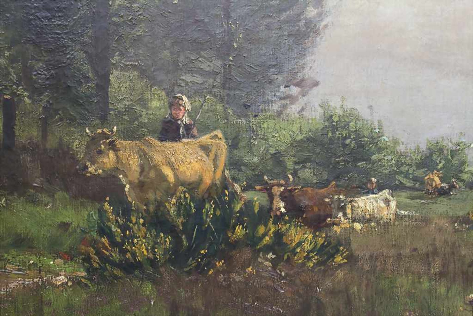 E. Zimmermann 19. Jh., 'Wiesenlandschaft mit Bäuerin und Vieh' / 'A meadow landscape with woman - Image 3 of 4