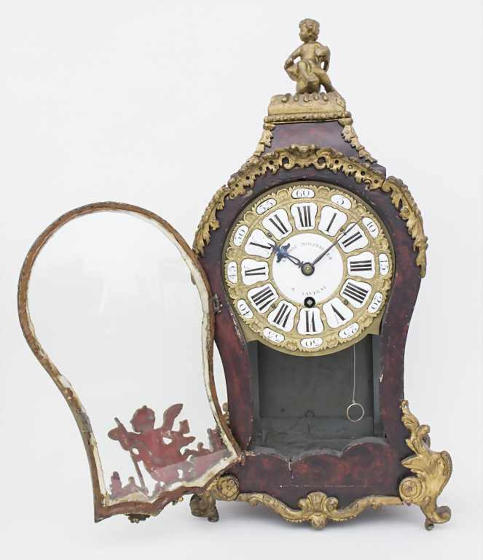 Louis XVI Carteluhr mit Wandkonsole / A French clock, Antoine Moszbruker à Saverne, um 1750< - Image 8 of 15