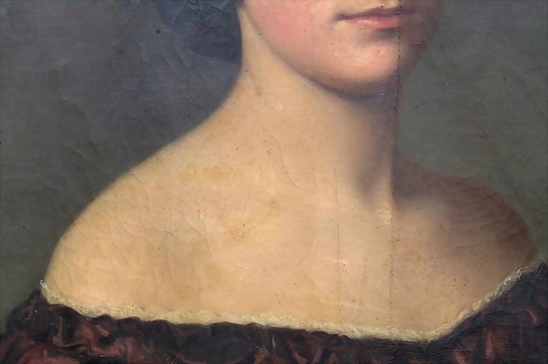 Unbekannter Künstler des 19. Jh., Biedermeier-Porträt 'Junge Dame' / A Biedermeier portrait 'Young - Image 4 of 7