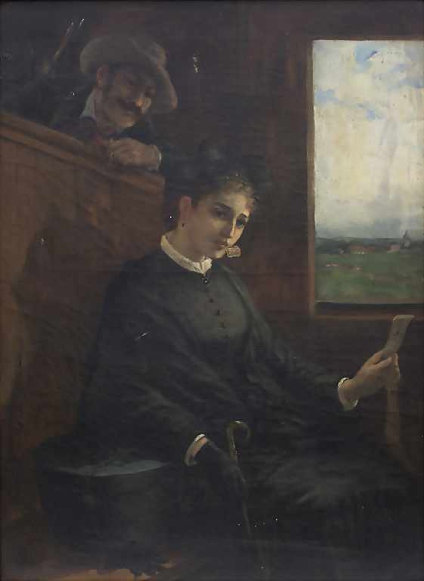 Joseph Emmanuel van den Bussche (1837-1908), 'Junge Dame im Zugabteil' / 'A young lady in a cabin'