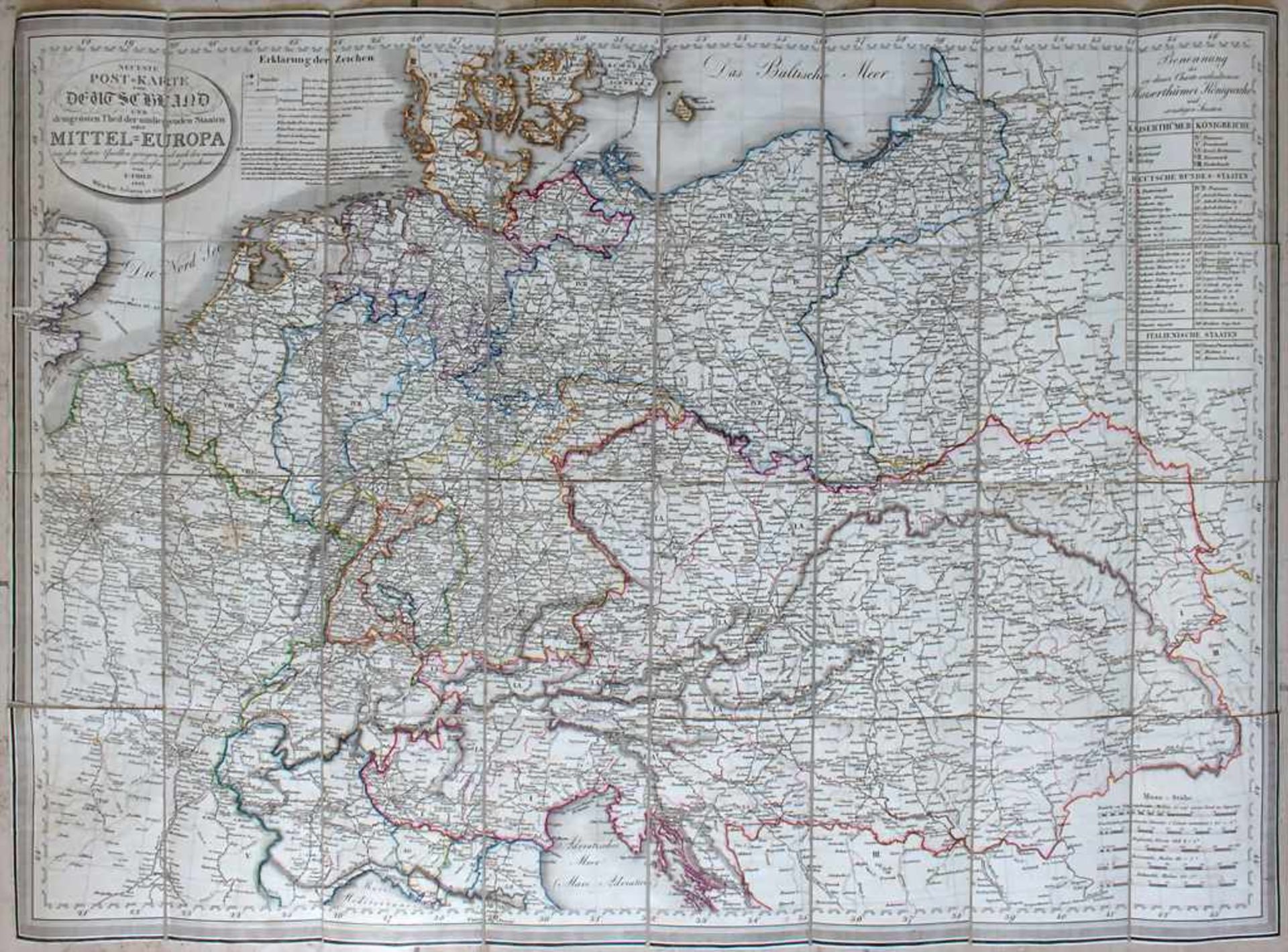 Franz Fried (19. Jh.), Historische Karte Deutschlands und Mittel-Europas / A historic map of Germany