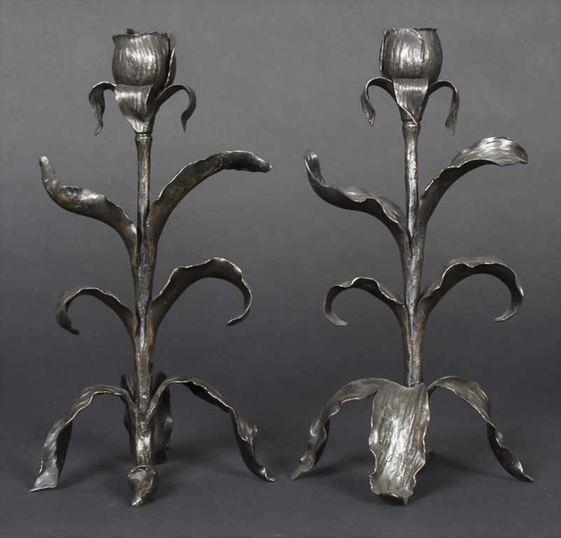 Paar Jugendstil Leuchter / A pair of Art Nouveau candlesticks, um 1900 - Bild 3 aus 6