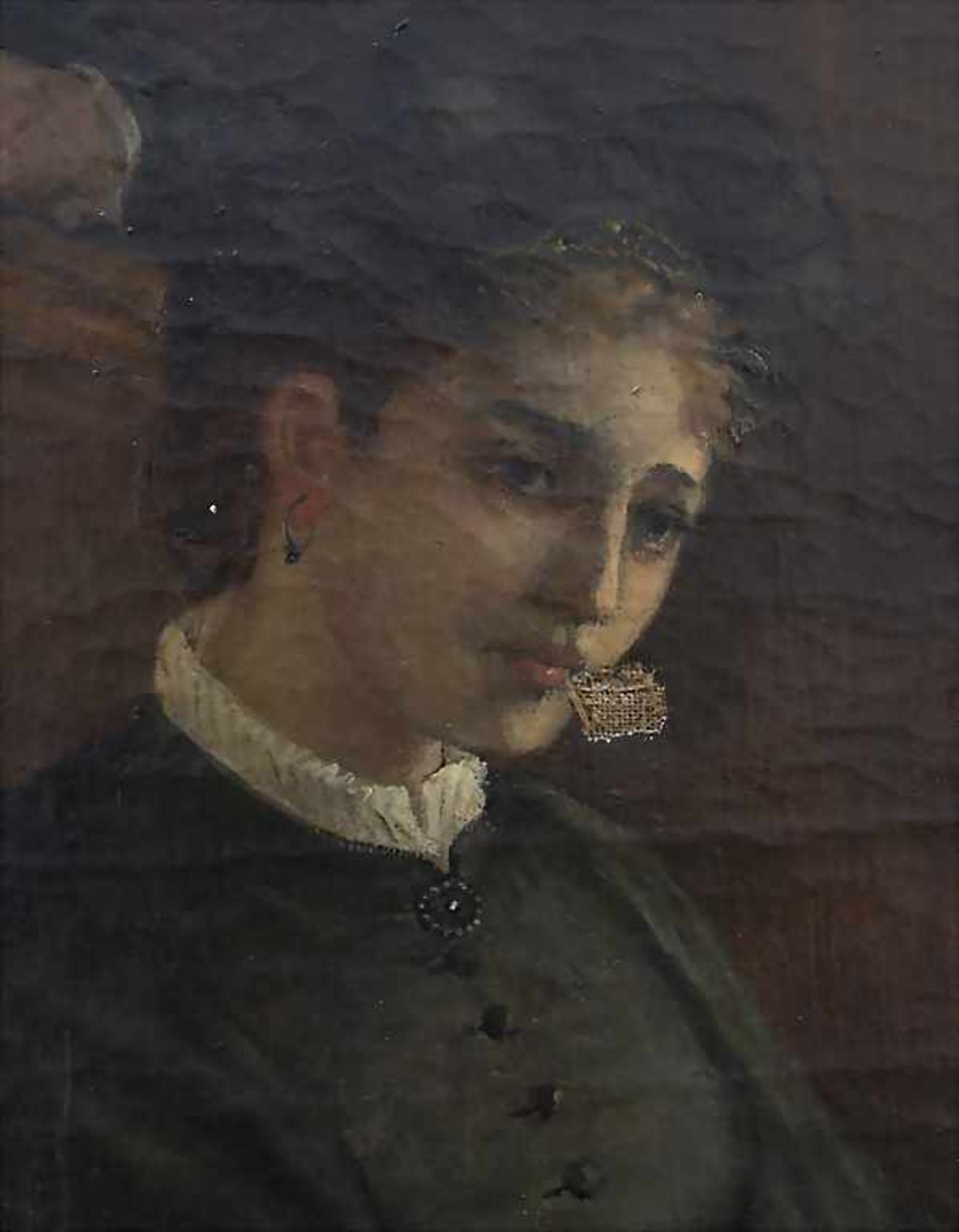 Joseph Emmanuel van den Bussche (1837-1908), 'Junge Dame im Zugabteil' / 'A young lady in a cabin' - Image 4 of 5