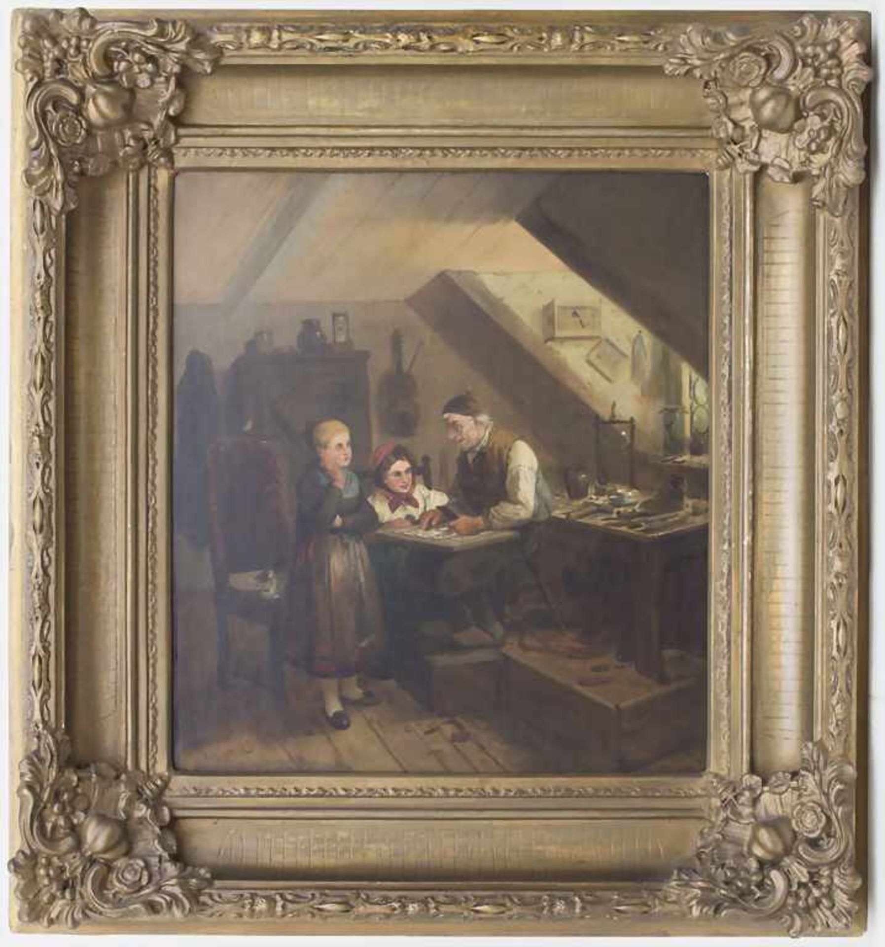 Meno Mühlig (1823-1873), 'In der Schusterwerkstatt' / 'In the cobbler's workshop'< - Image 2 of 7