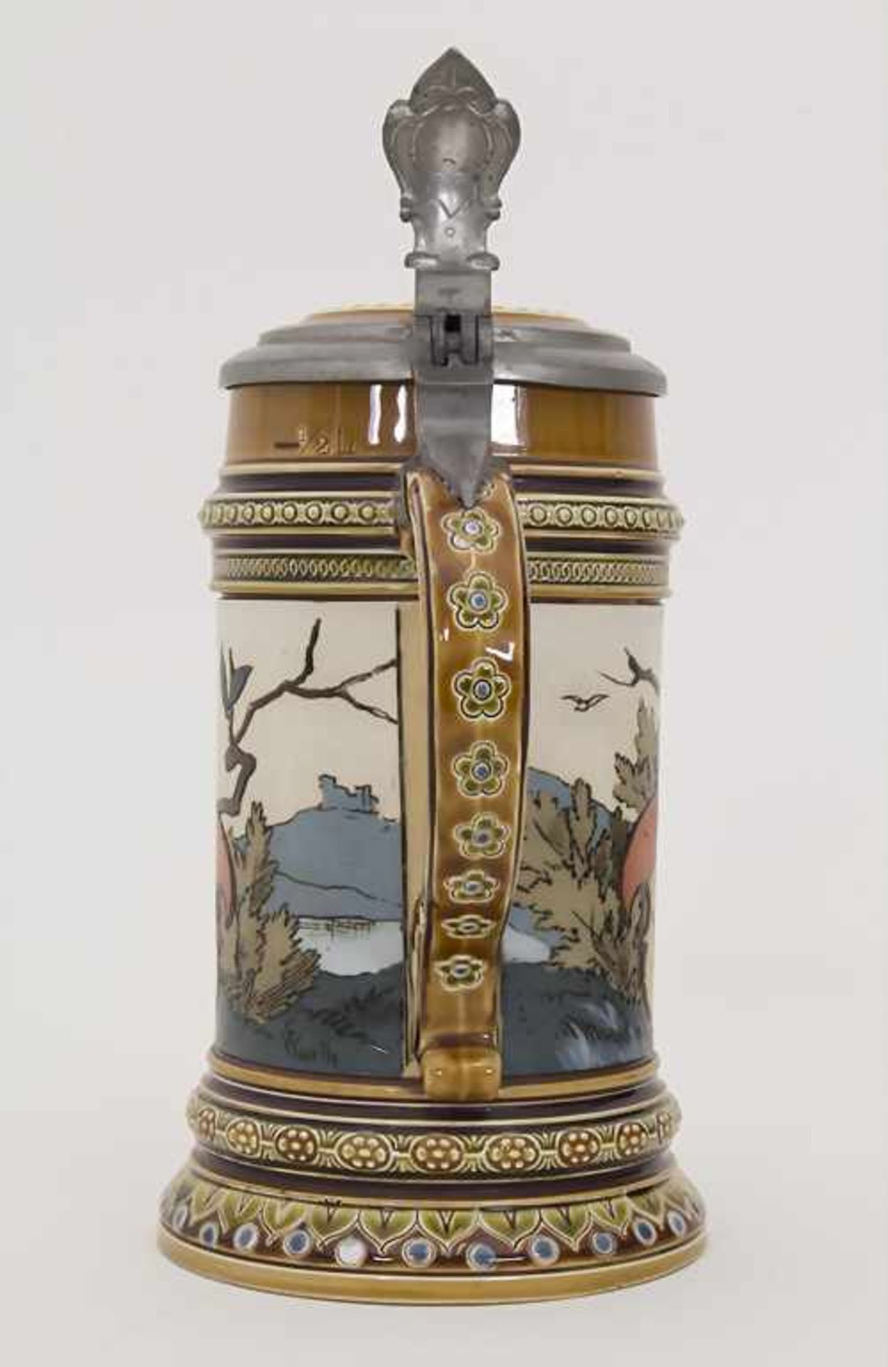 Bierkrug 0,5 L / A stoneware beer mug, Mettlach, Entwurf Christian Warth, um 1894 - Bild 3 aus 8