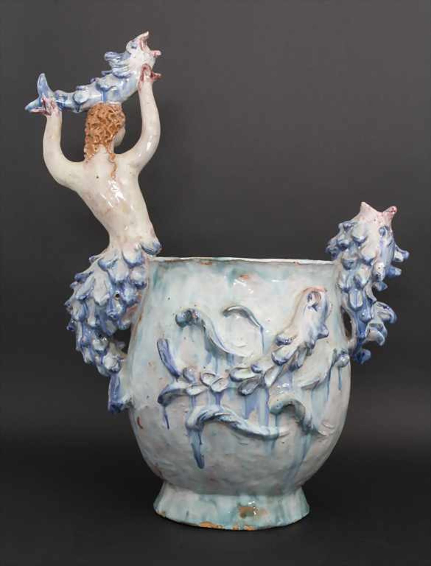 Große Vase mit Figur 'Meerjungfrau und Fische' / A vase with mermaid and fish, Entw. Bernhardine ( - Bild 4 aus 11