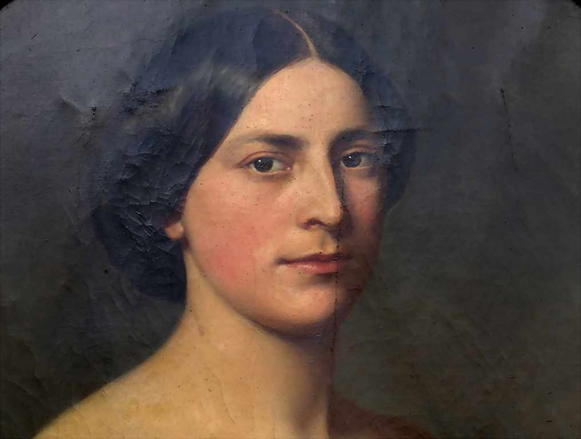 Unbekannter Künstler des 19. Jh., Biedermeier-Porträt 'Junge Dame' / A Biedermeier portrait 'Young - Image 6 of 7