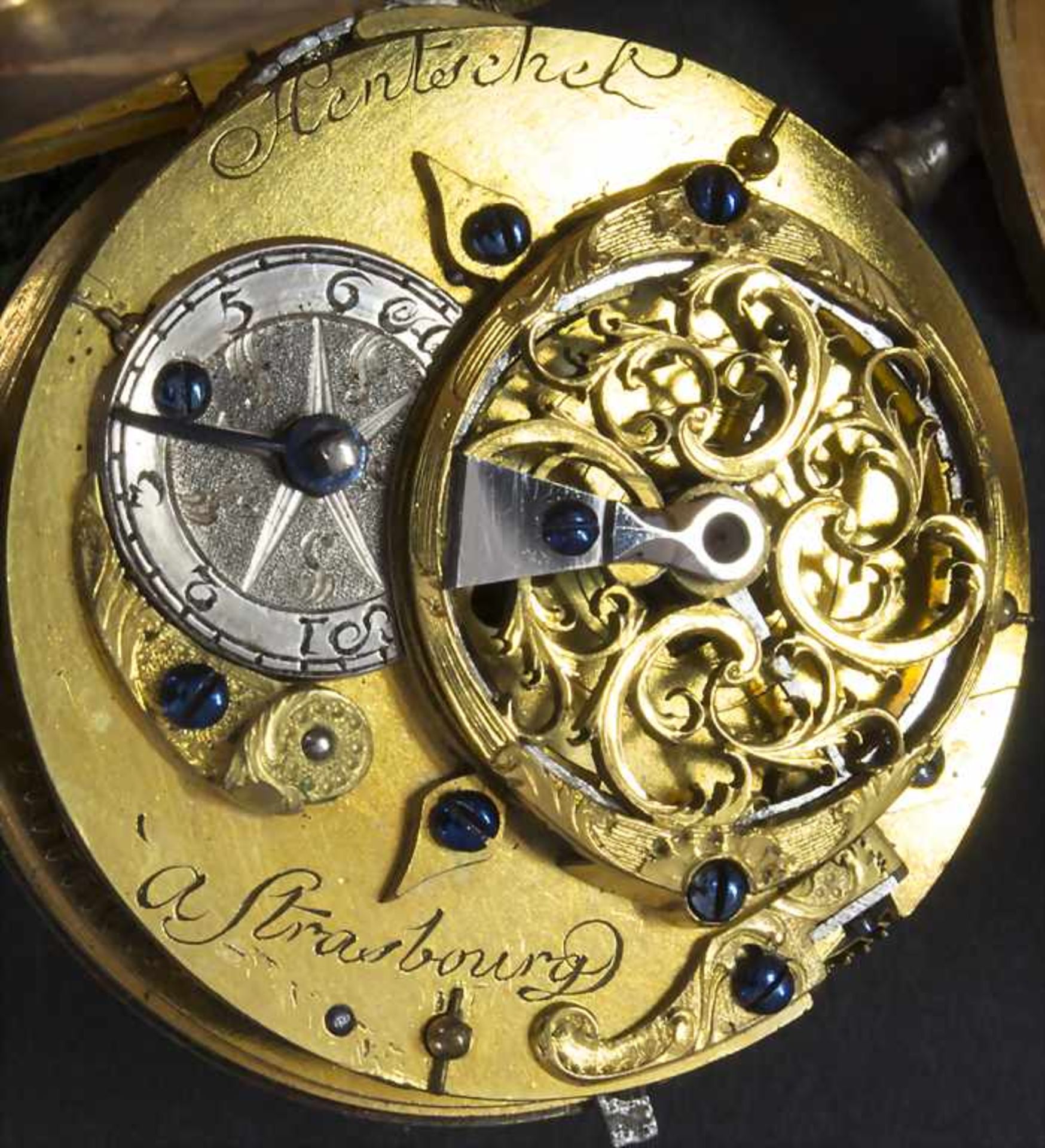 Offene Louis Seize Taschenuhr / A pocket watch, Hentschel à Strasbourg, um 1775< - Image 2 of 7