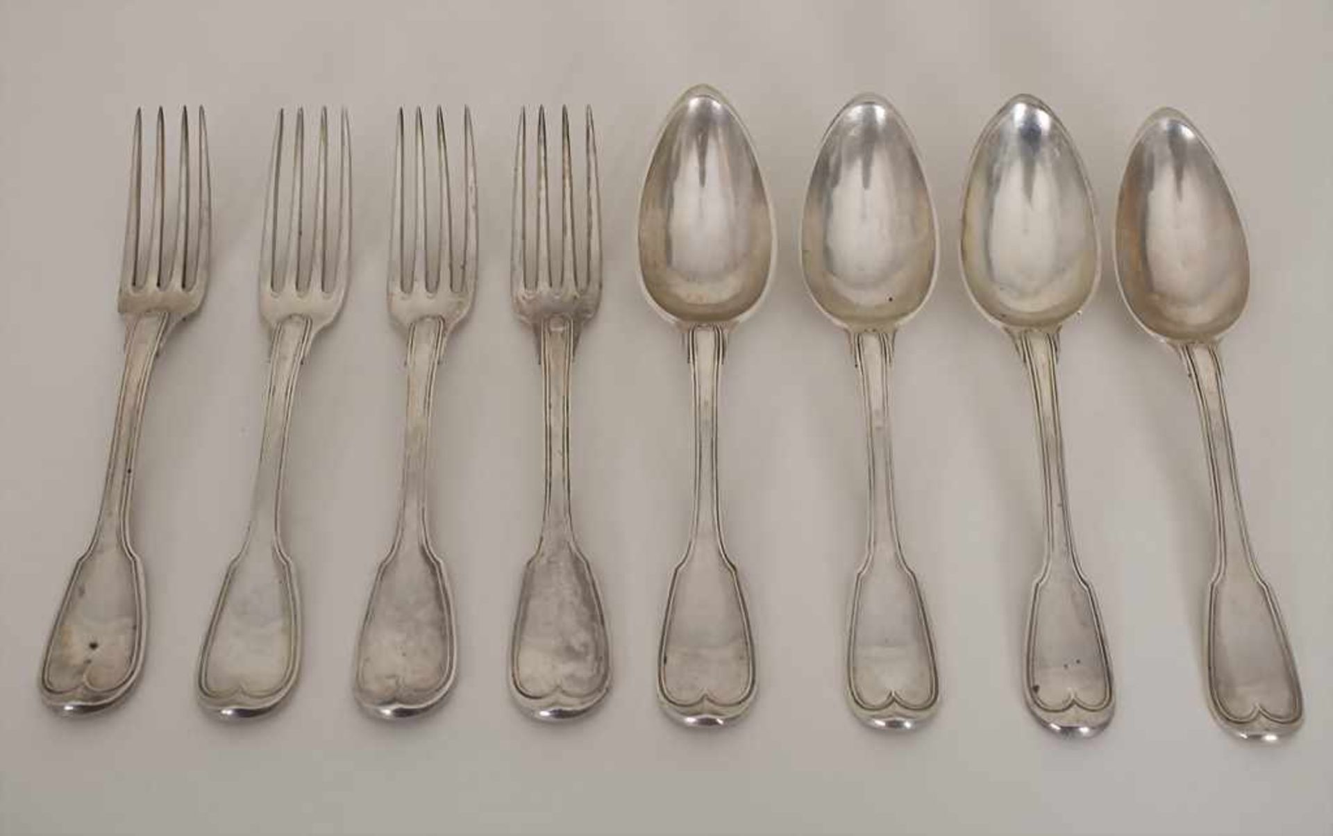 Restbesteck / 8 pieces of silver cutlery, Paris, um 1800