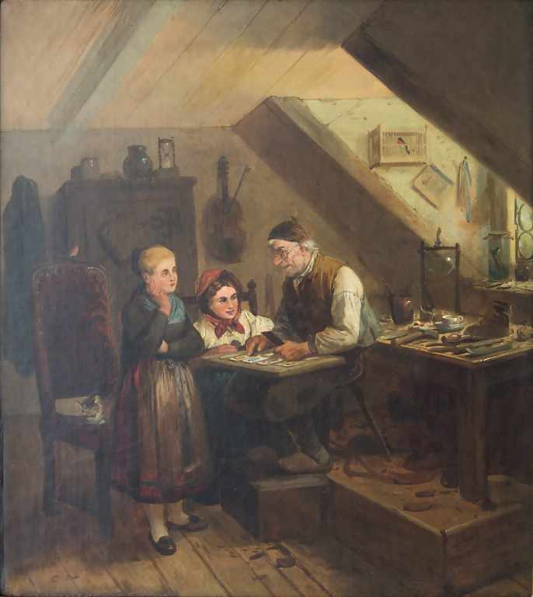 Meno Mühlig (1823-1873), 'In der Schusterwerkstatt' / 'In the cobbler's workshop'<