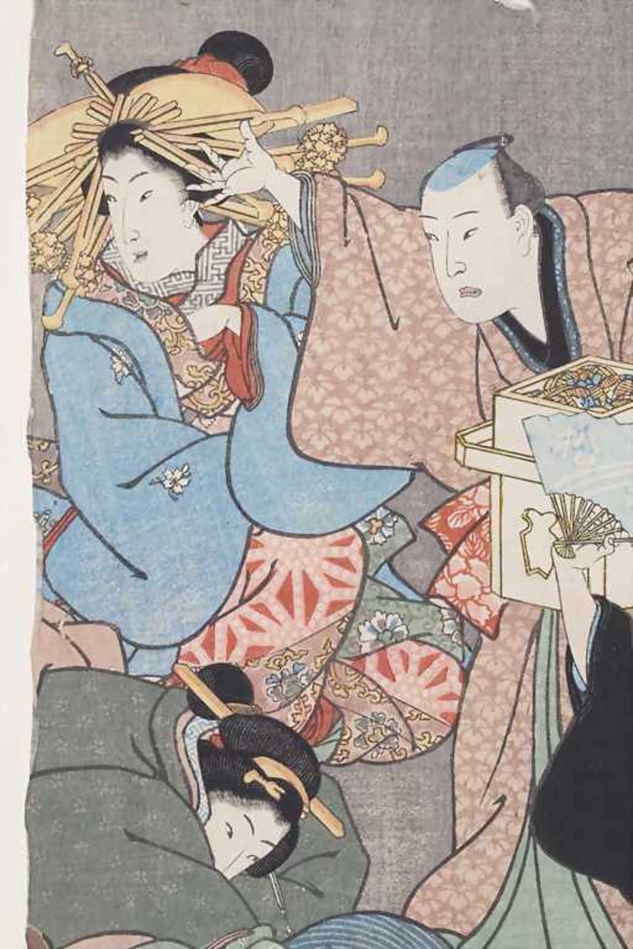 Japanischer Farbholzschnitt, 'Samurai und Geishas' / 'Samurai and Geishas' - Image 2 of 3