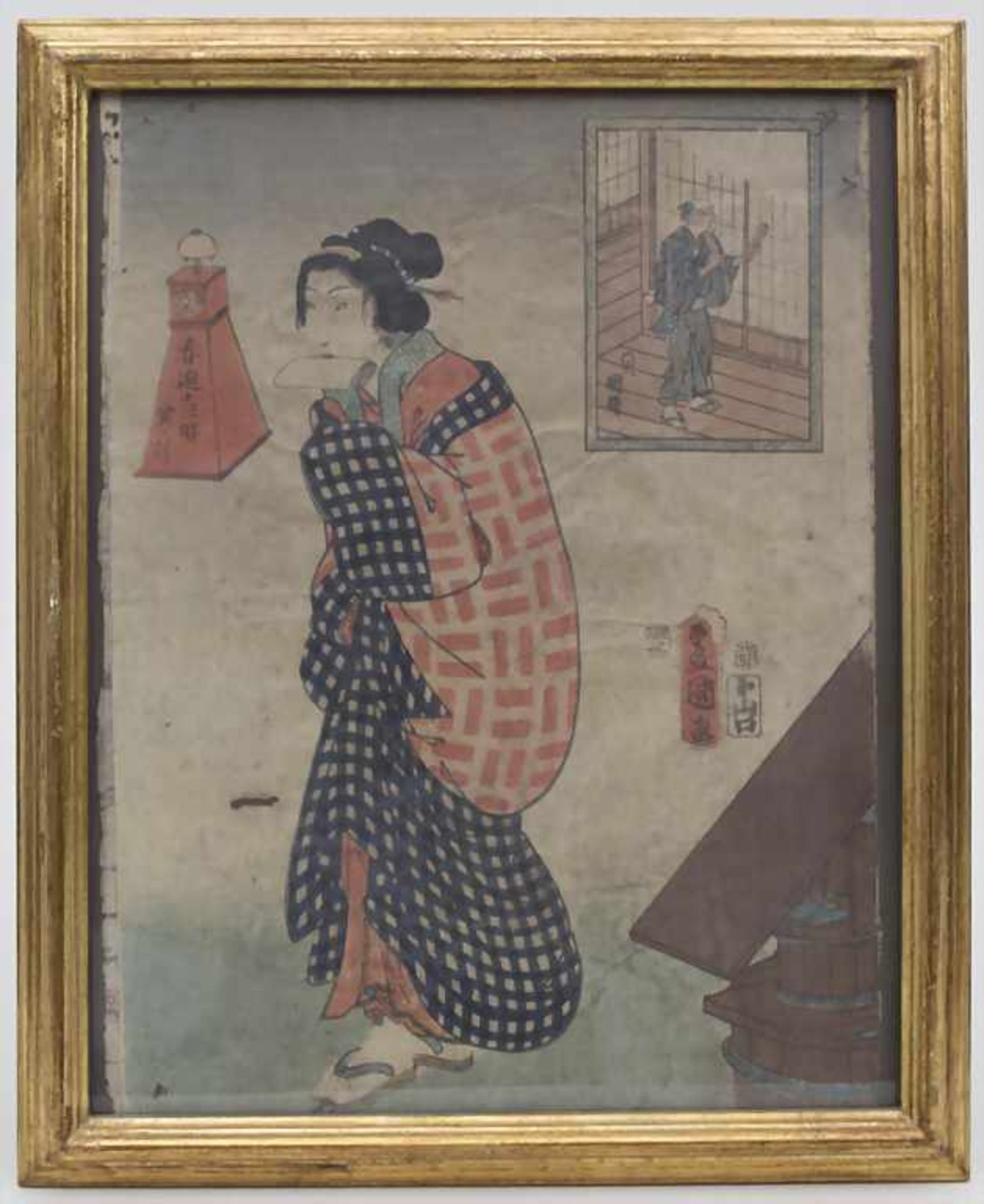 Farbholzschnitt 'Geisha'/ A coloured woodcut 'Geisha', um 1900