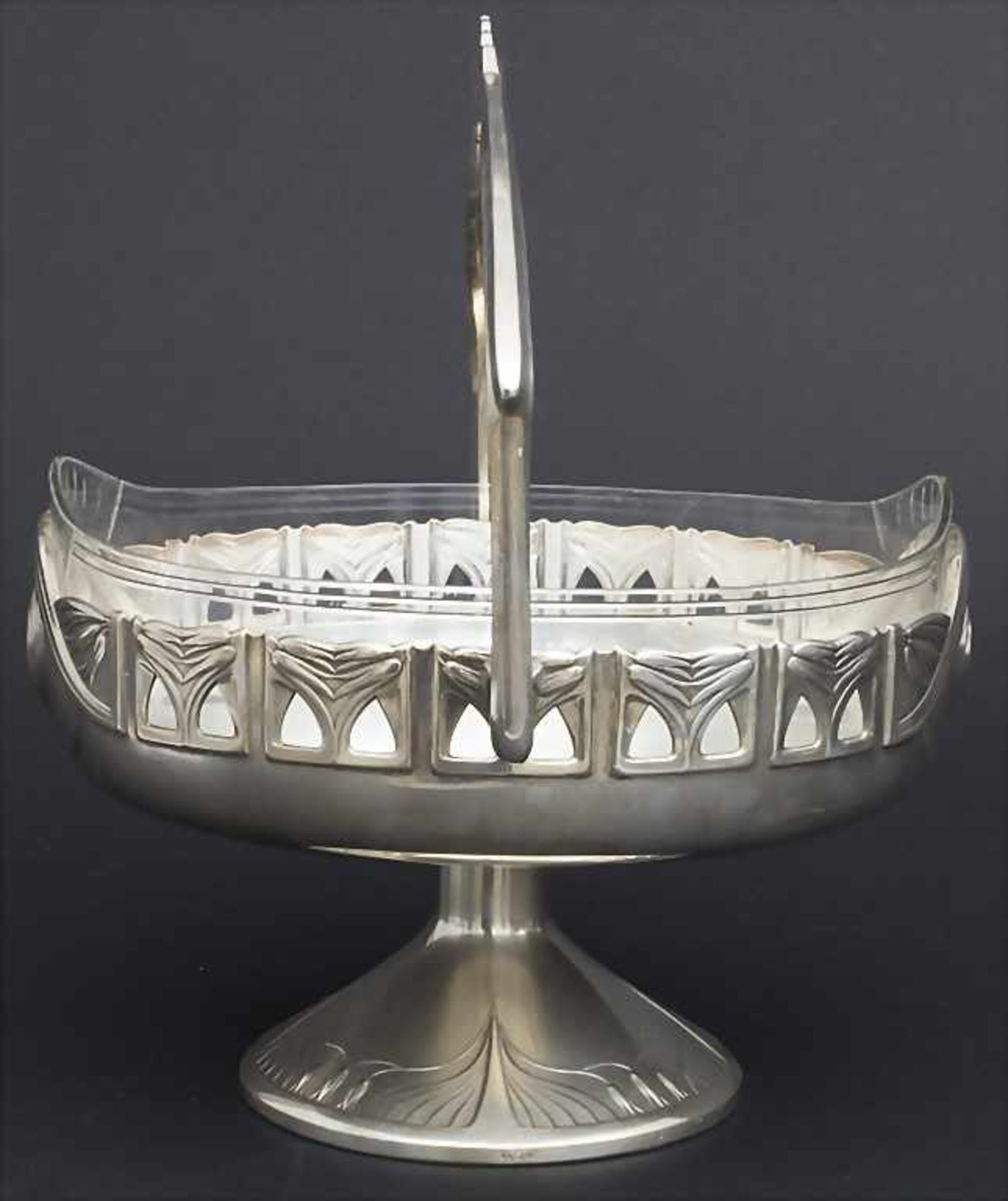 Große Jugendstil Henkelschale / An Art Nouveau footed bowl with handle, WMF, Geislingen, um - Bild 2 aus 7