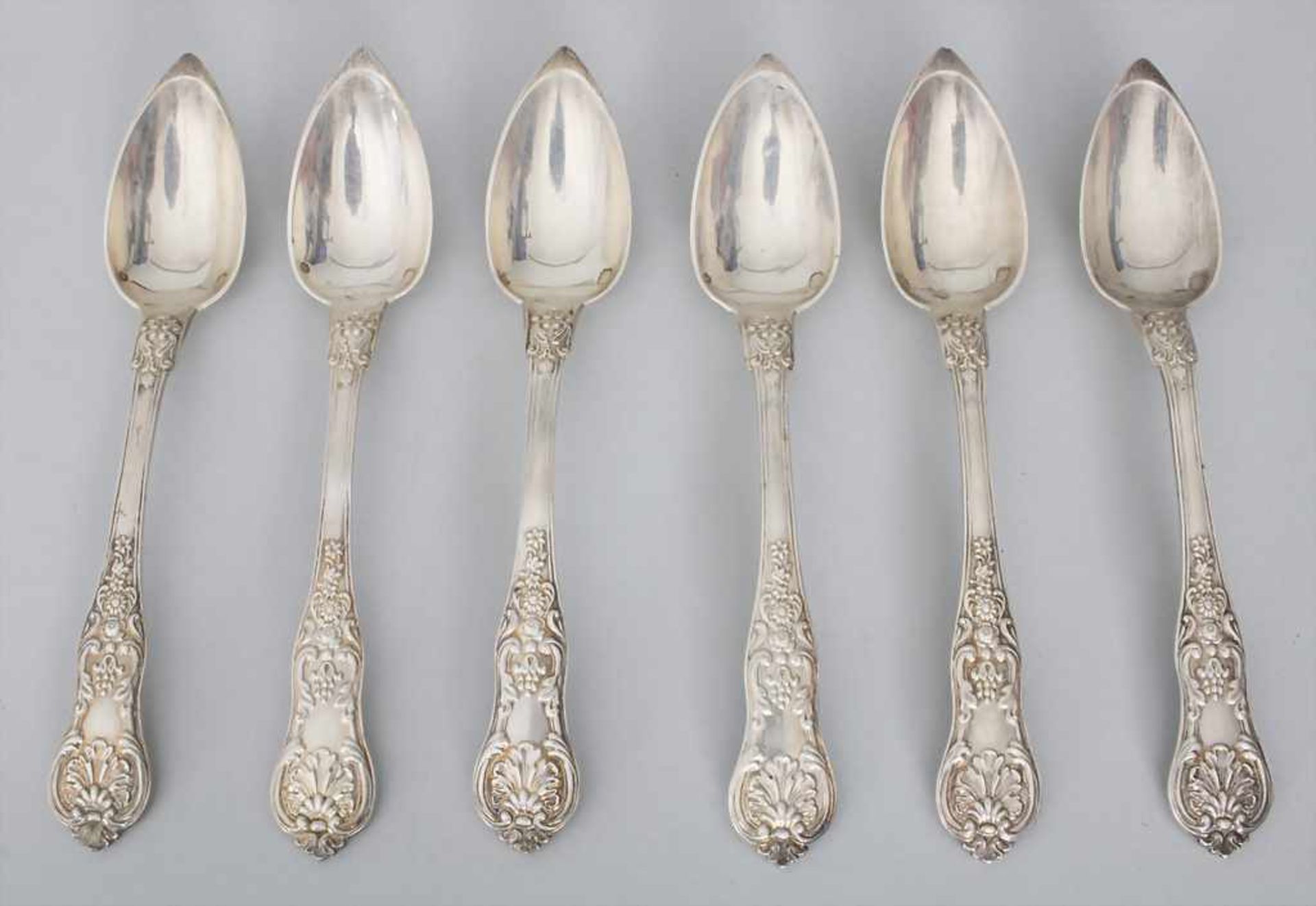 6 Teelöffel / 6 silver tea spoons, J. Bourdon, Paris, nach 1819<