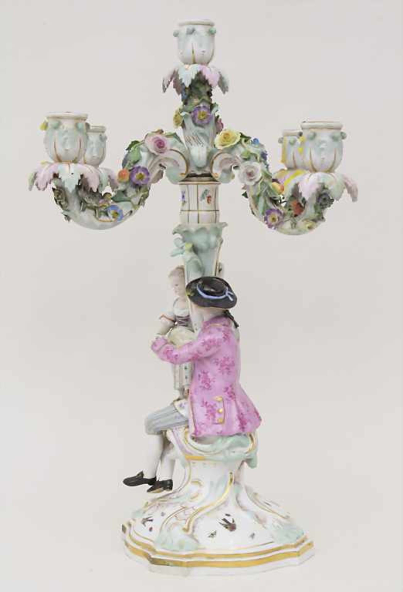 Kerzenleuchter mit galanten Szenen / A candlesticks with courting scenes, Meissen, 19. Jh. - Bild 2 aus 12