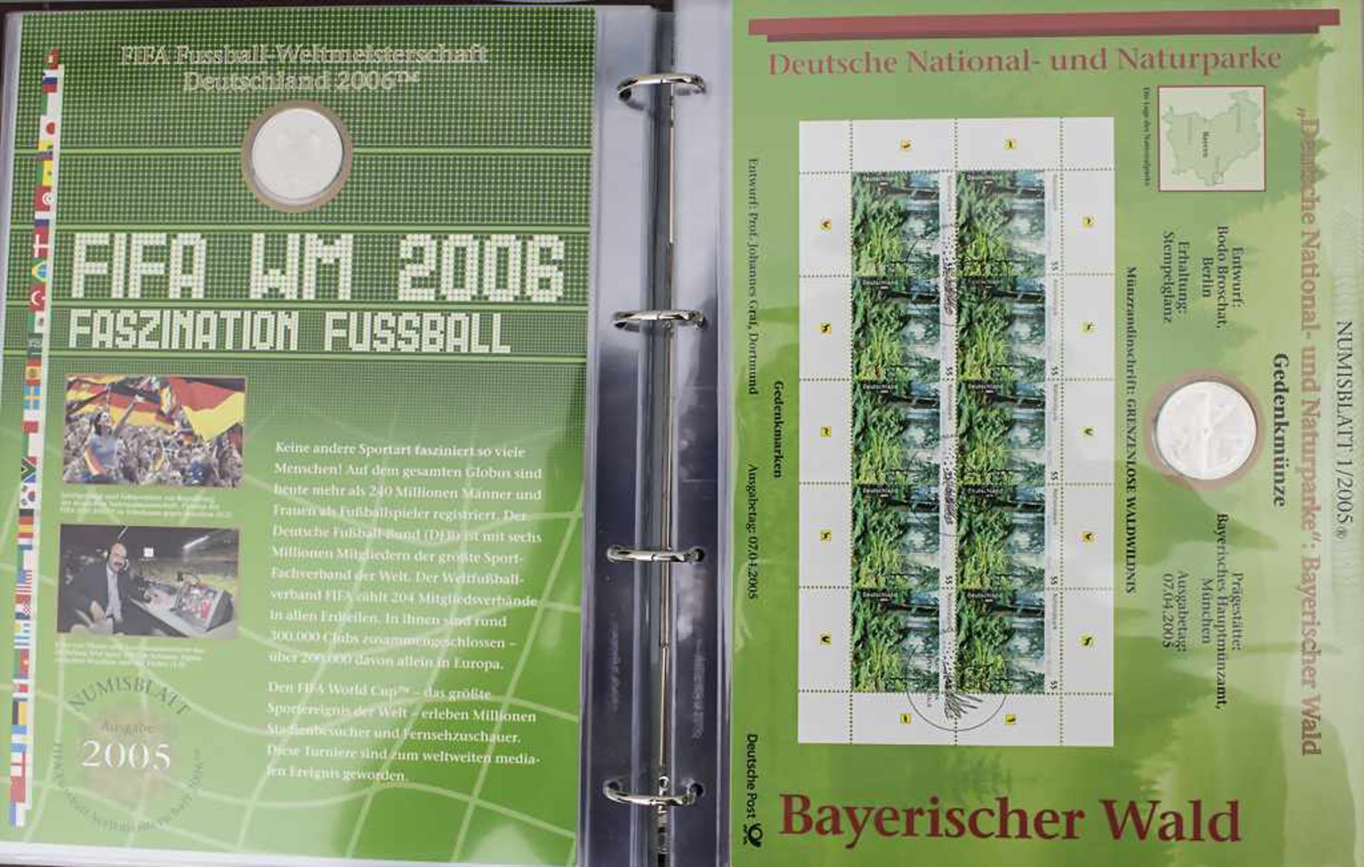 Sammlung Numisblätter Deutschland mit 10 DM und 10 € Gedenkmünzen<br