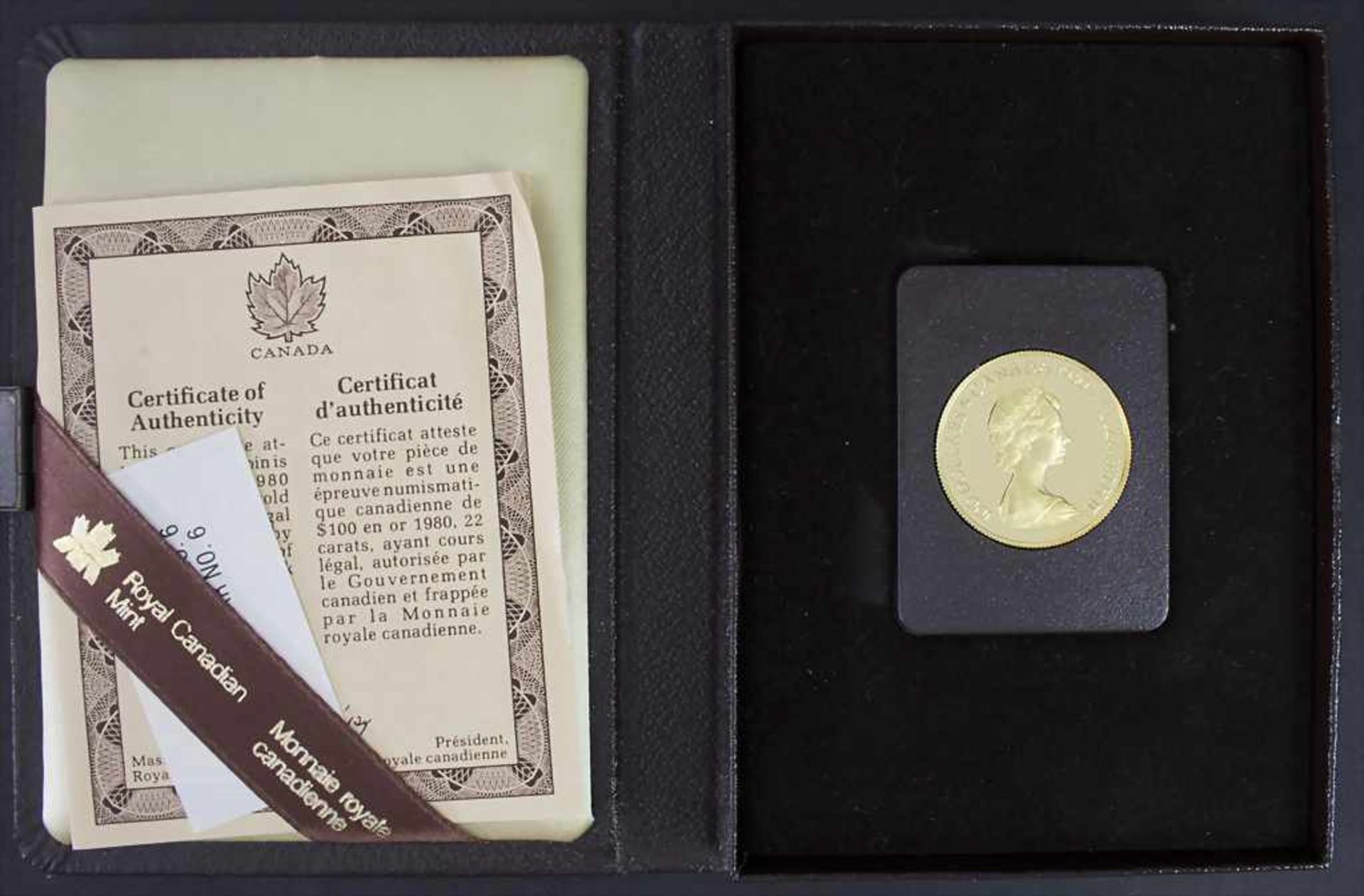 Anlage-Goldmünze 1/2 Unze / A gold coin 1/2 ounce, 100 Dollar, Kanada, 1980< - Bild 4 aus 4