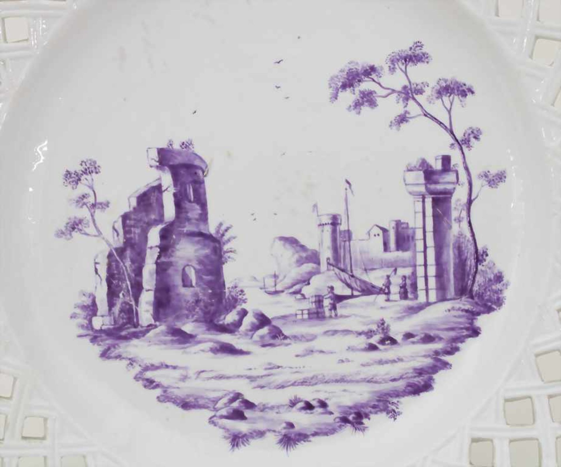 Teller / A plate, Höchst, um 1770< - Bild 2 aus 6