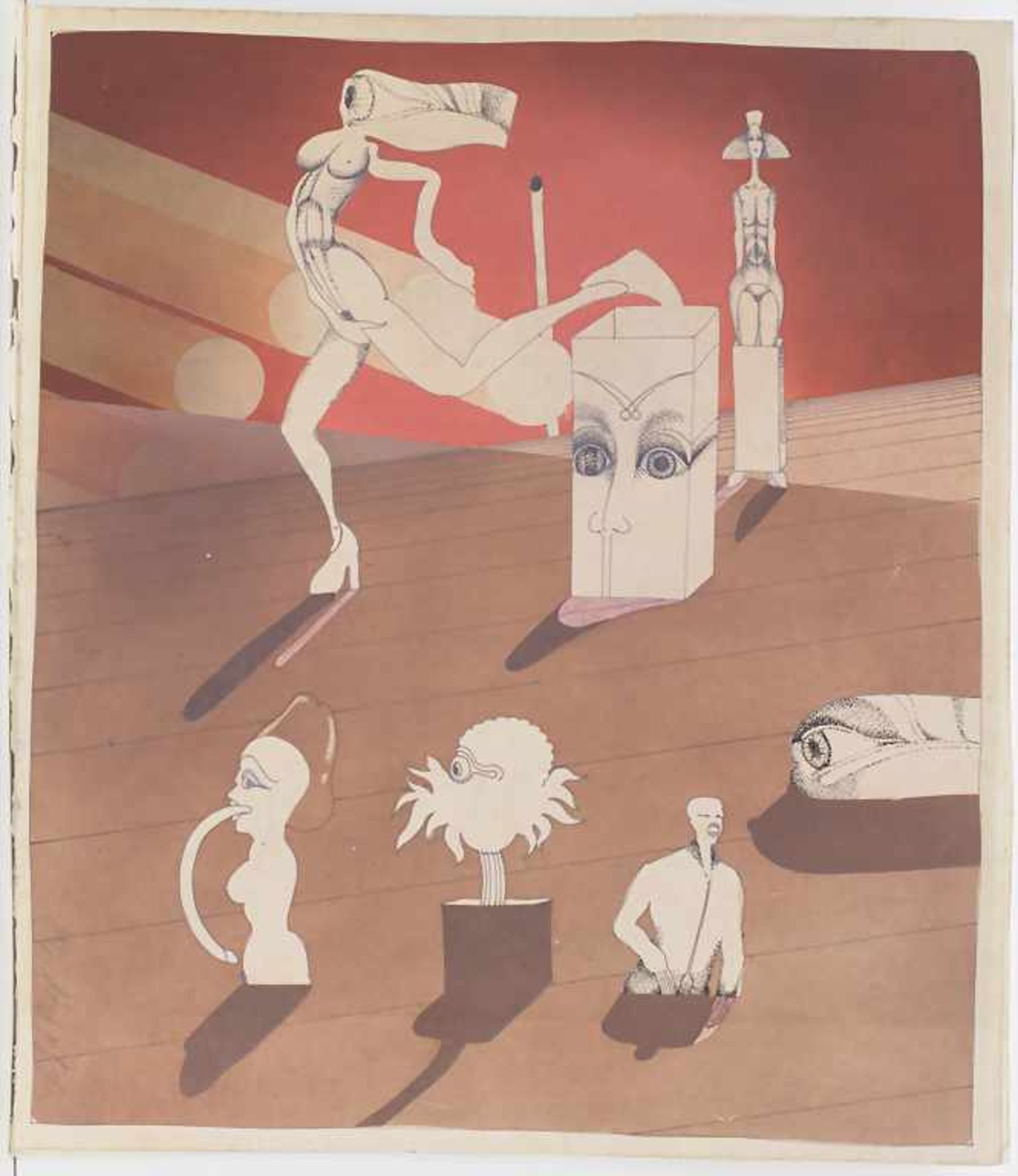 Manfred Popp (*1941), 'Surreale Landschaft mit Figuren' / 'A surreal landscape with figures' - Bild 2 aus 5