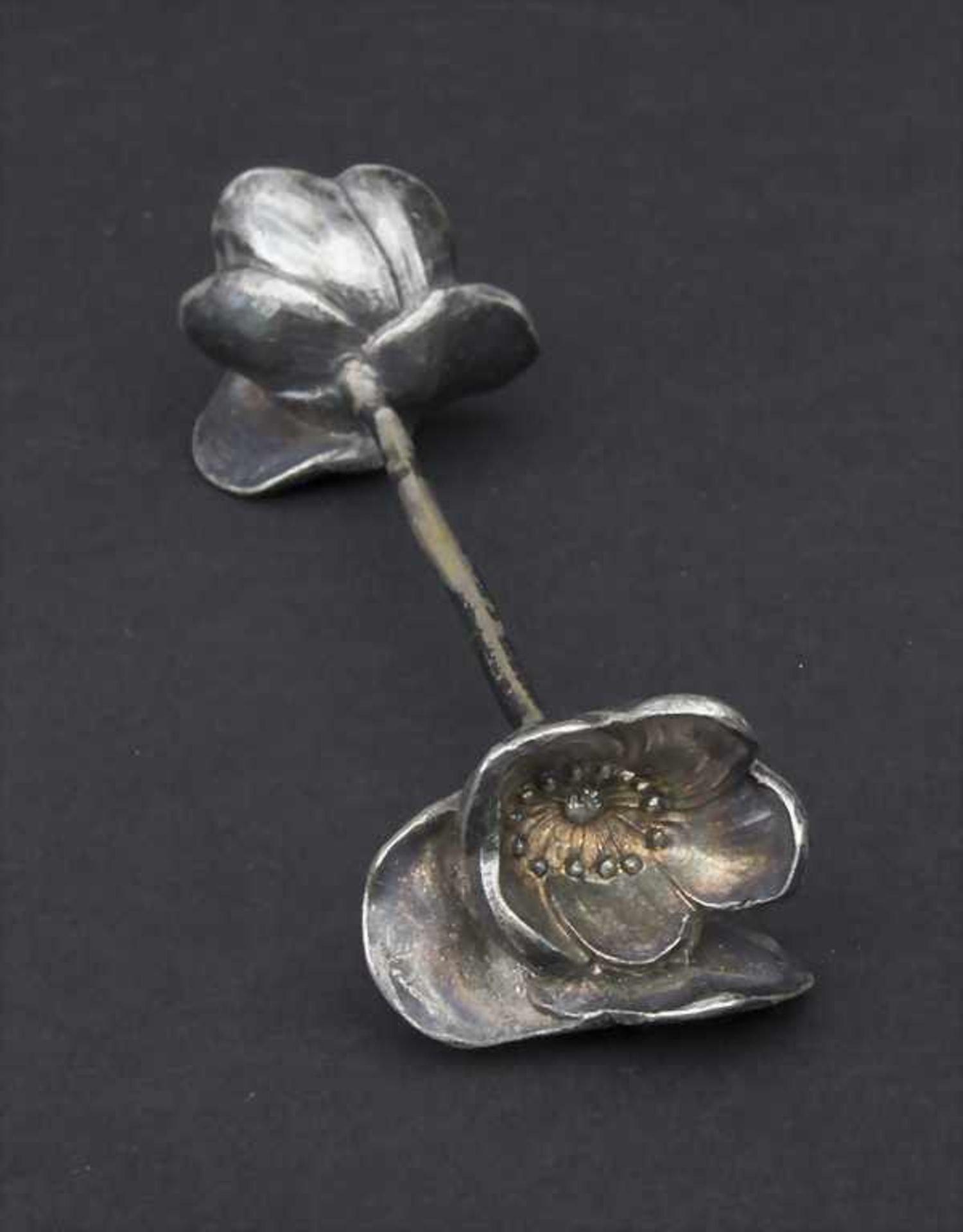 Jugendstil Messerbank mit Mohnblüten / An Art Nouveau knife rest with poppies, um 1900< - Image 2 of 3