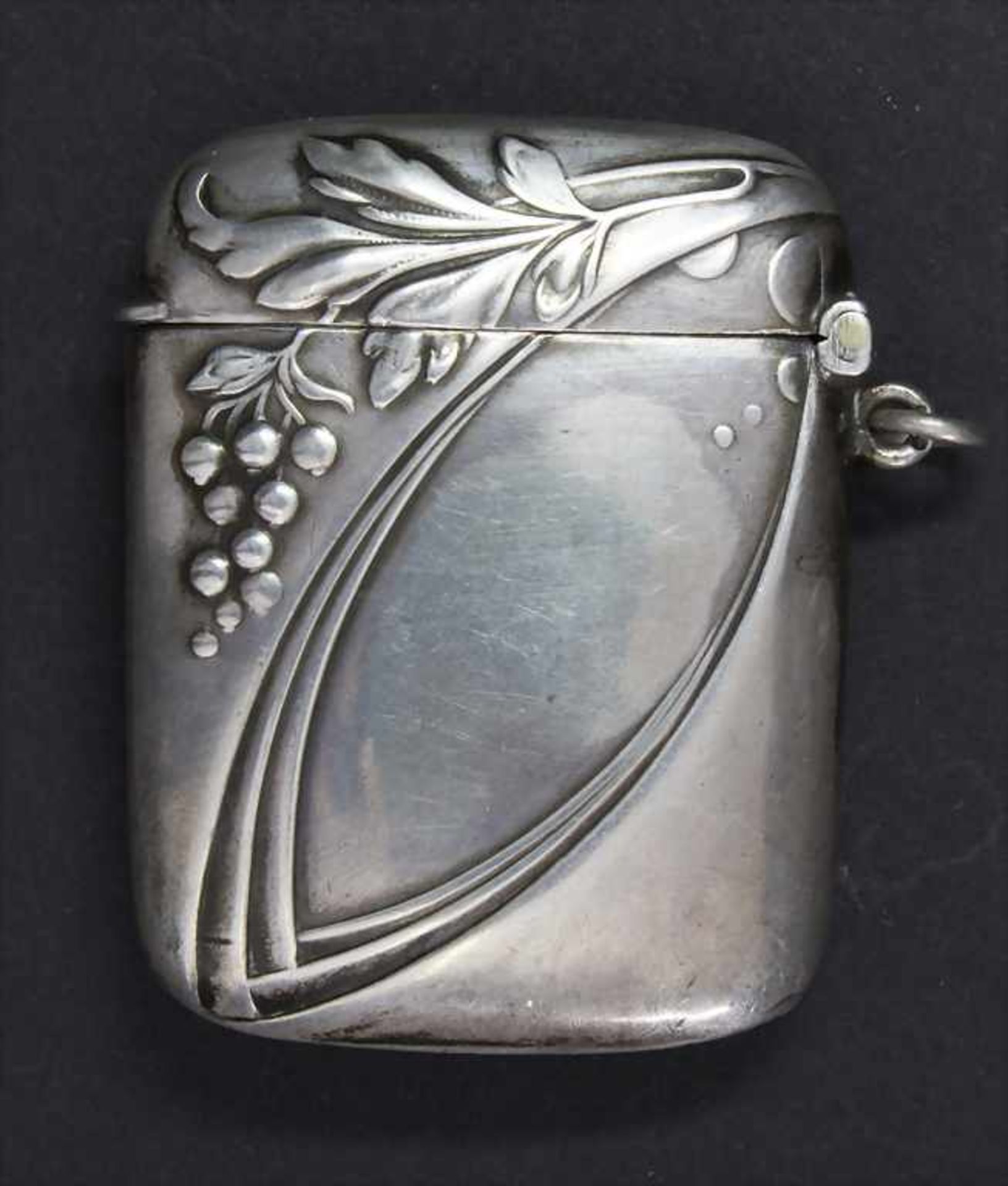 Jugendstil Streichholzetui mit Weinranken / An Art Nouveau match holder with vine tendrils, - Image 2 of 5