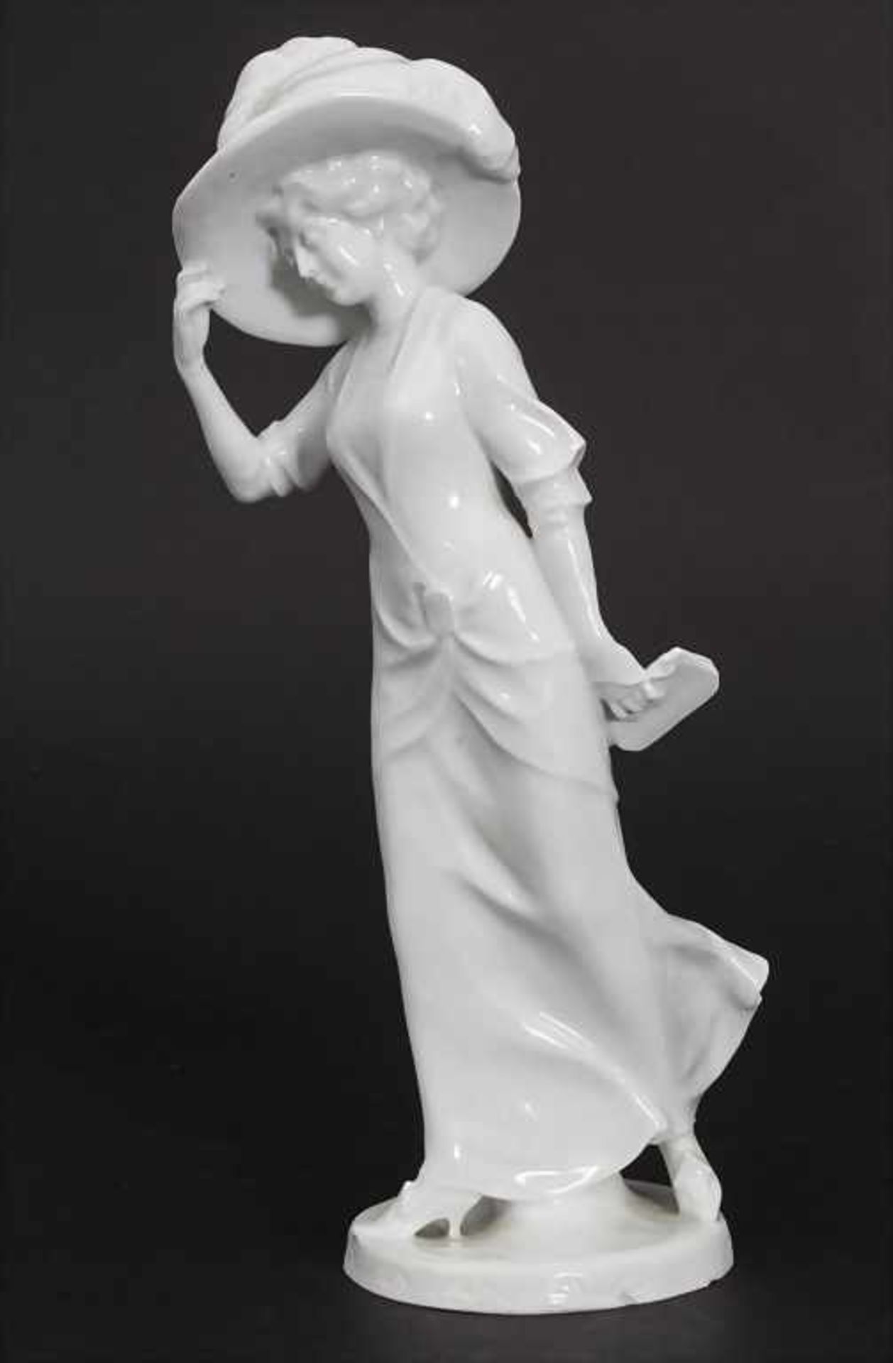 Jugendstil Figur 'Dame mit Handtasche' / A lady with handbag, Alfred König, Meissen nach