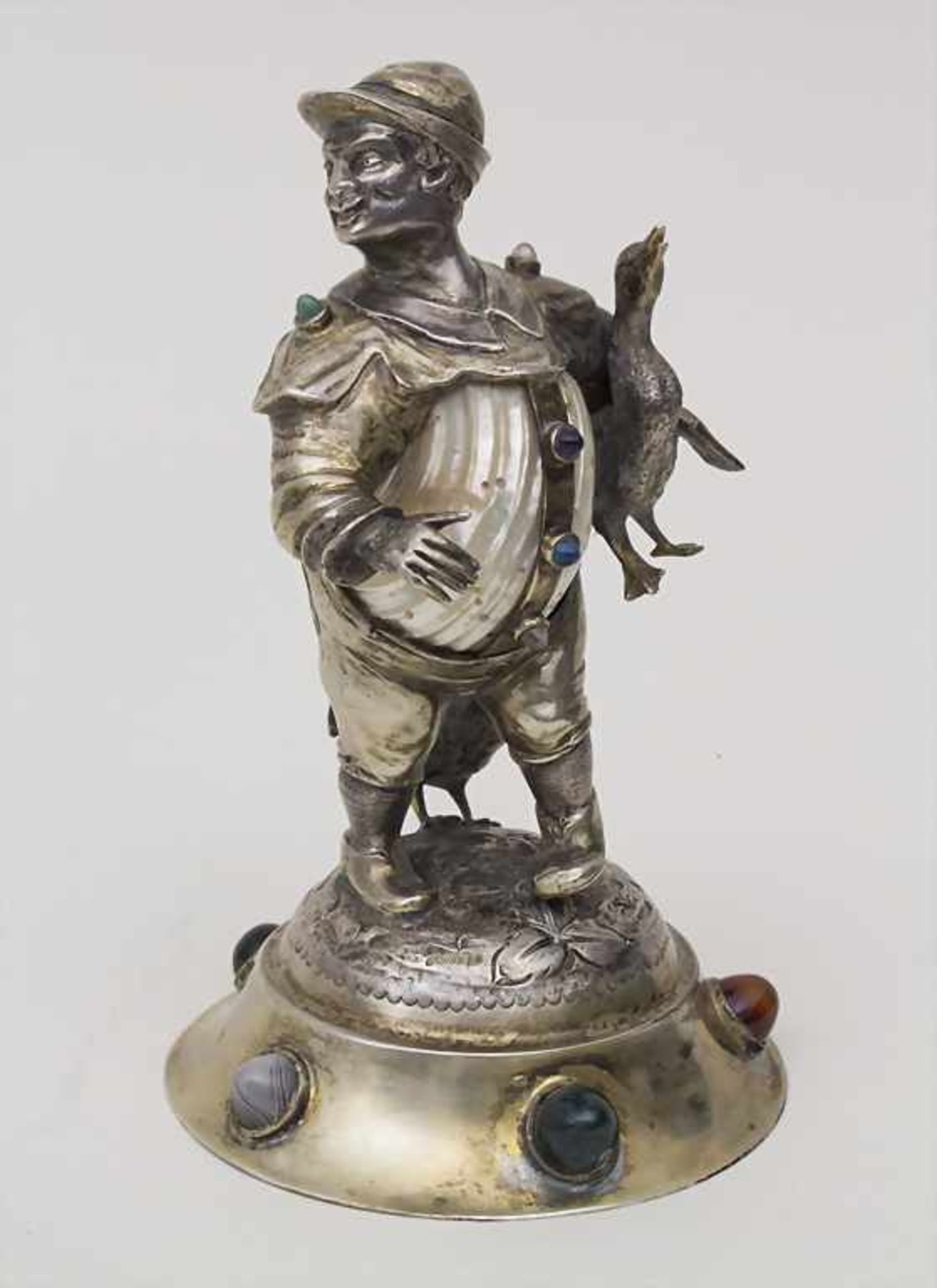 Figur 'Hans mit der goldenen Gans' / A silver figure, Hanau, um 1880