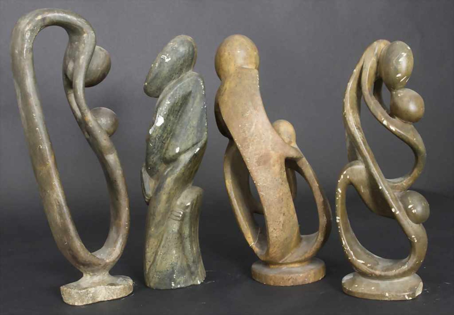 Konvolut 4 Shona-Figuren / A set of 4 shona figures, südliches Afrika, 20. Jh.<