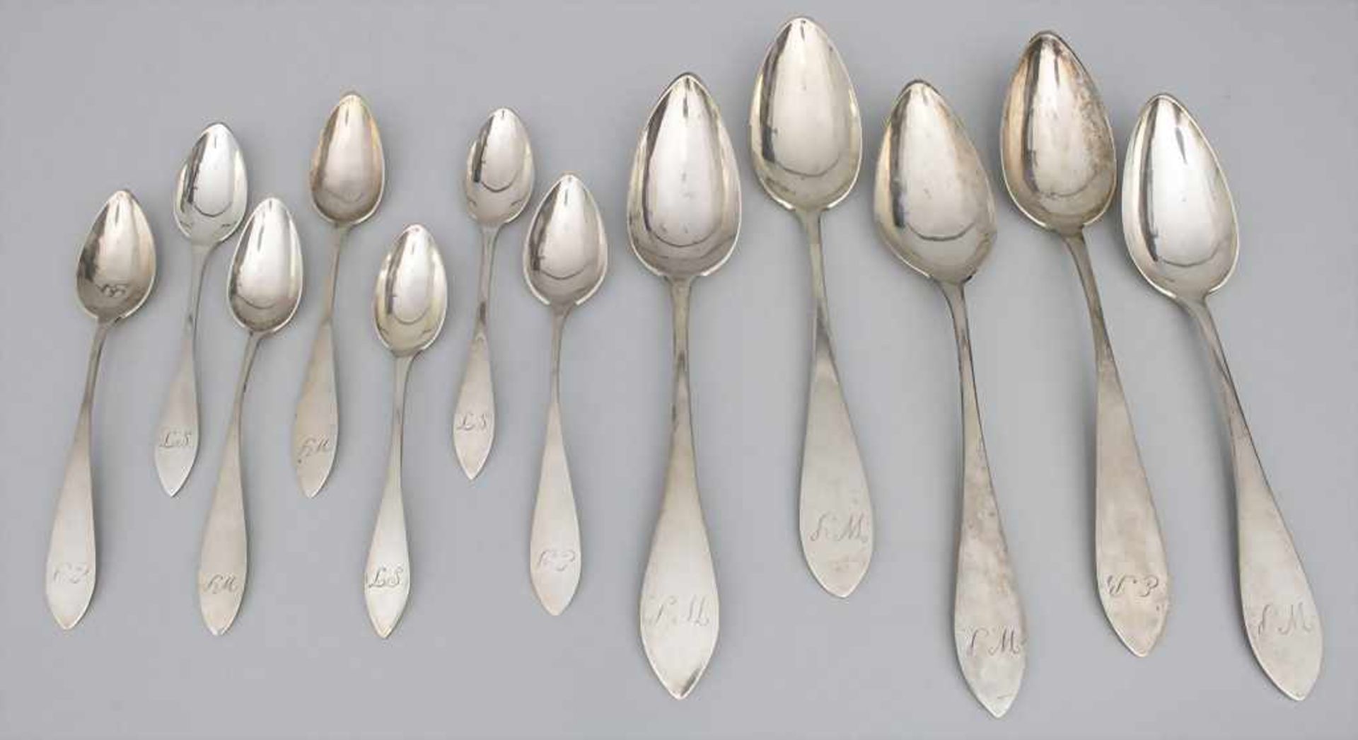 Konvolut Silberlöffel / A set of silver spoons, deutsch, 19. Jh.<