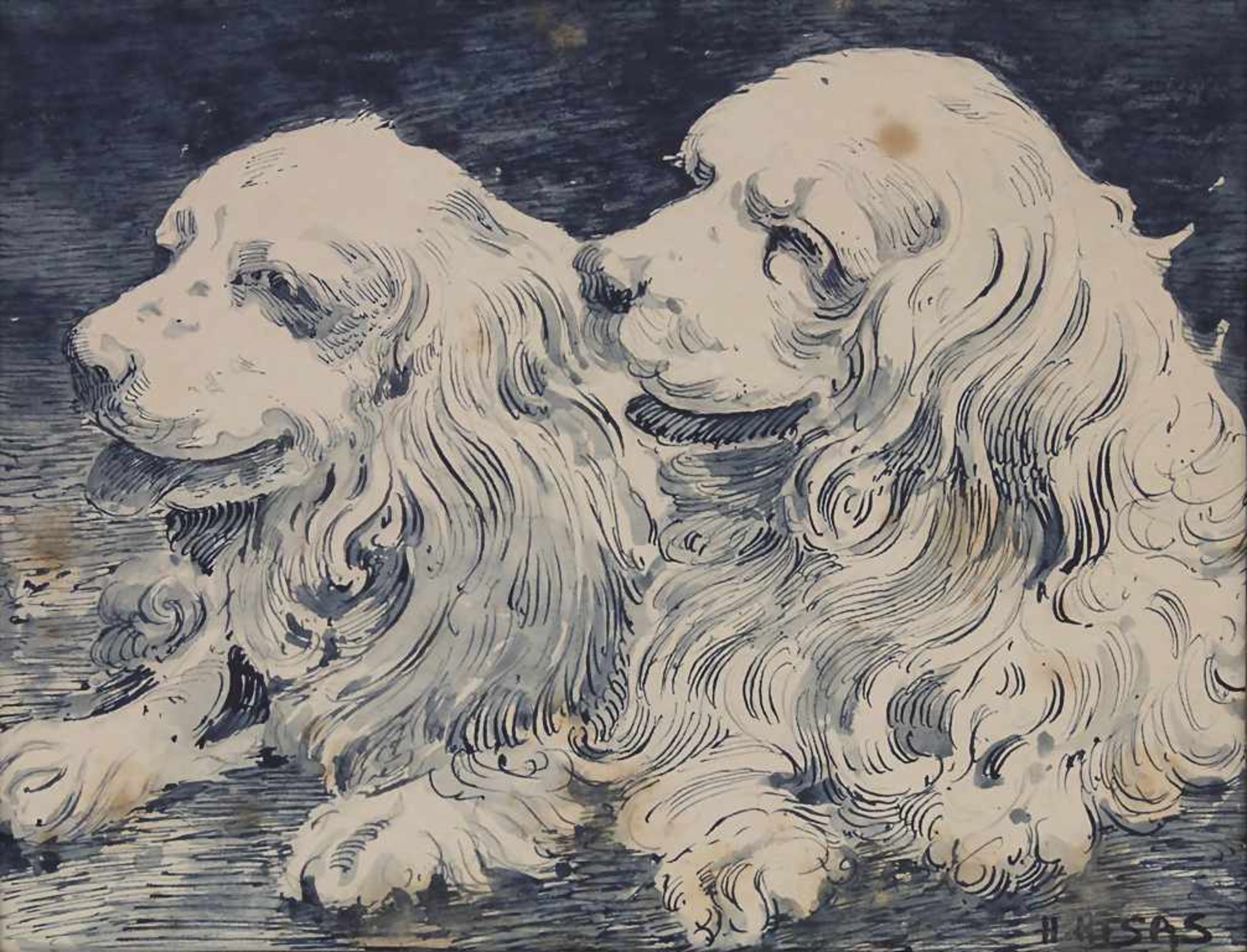 Künstler des 20. Jh., 'Cockerspanielpaar' / 'A pair of cocker spaniels'<