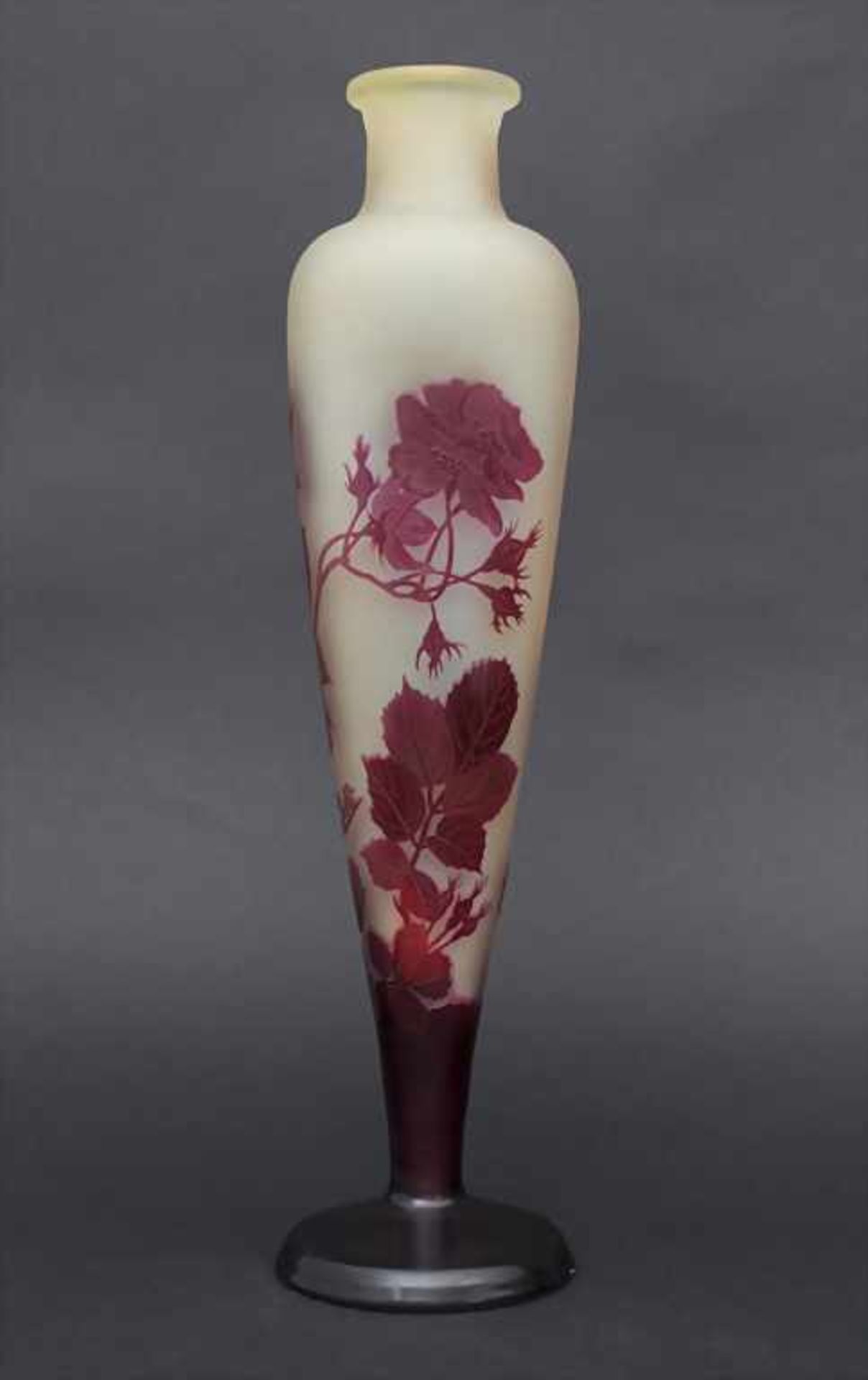 Große Jugendstil Vase mit Rosen / A large Art Nouveau vase with roses, Emile Gallé, Ecole de - Bild 4 aus 8