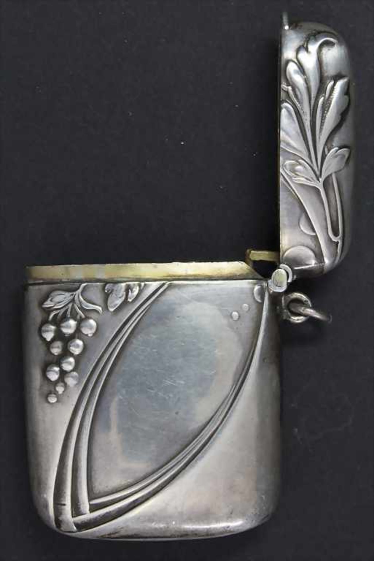 Jugendstil Streichholzetui mit Weinranken / An Art Nouveau match holder with vine tendrils, - Image 3 of 5