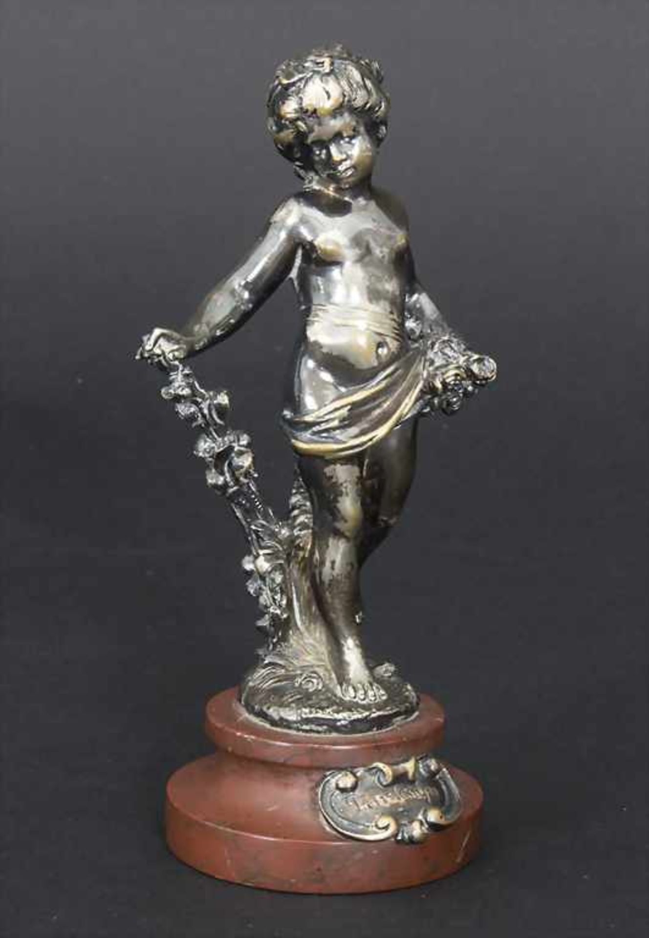 Allegorische Bronzefigur eines Mädchens 'Der Frühling' / A plated bronze figurine of a girl