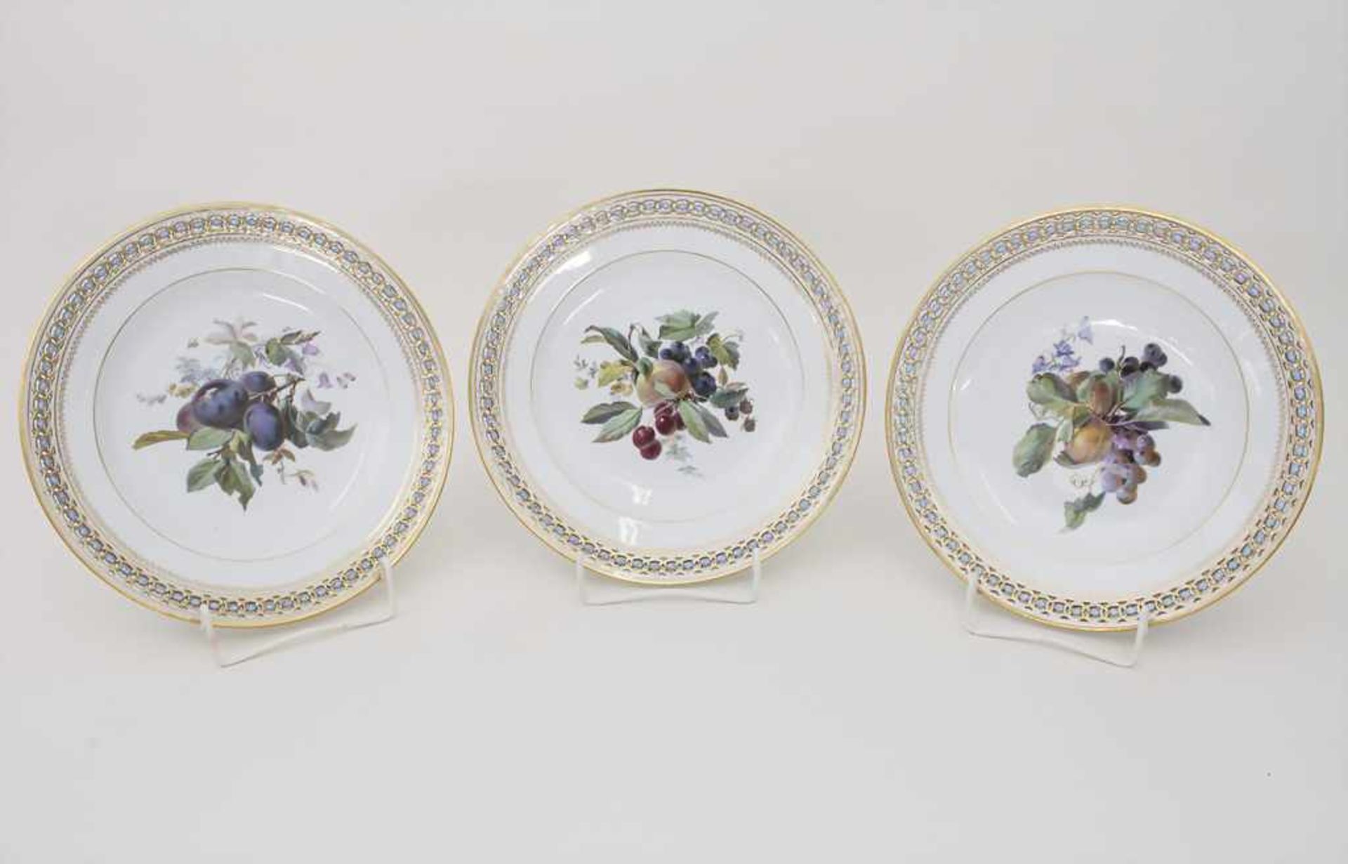 3 Korb-Teller / 3 plates, Meissen, 19. Jh.