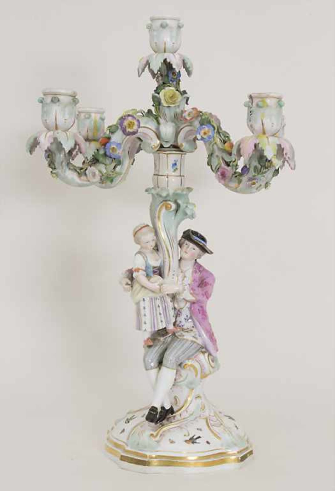 Kerzenleuchter mit galanten Szenen / A candlesticks with courting scenes, Meissen, 19. Jh. - Image 4 of 12