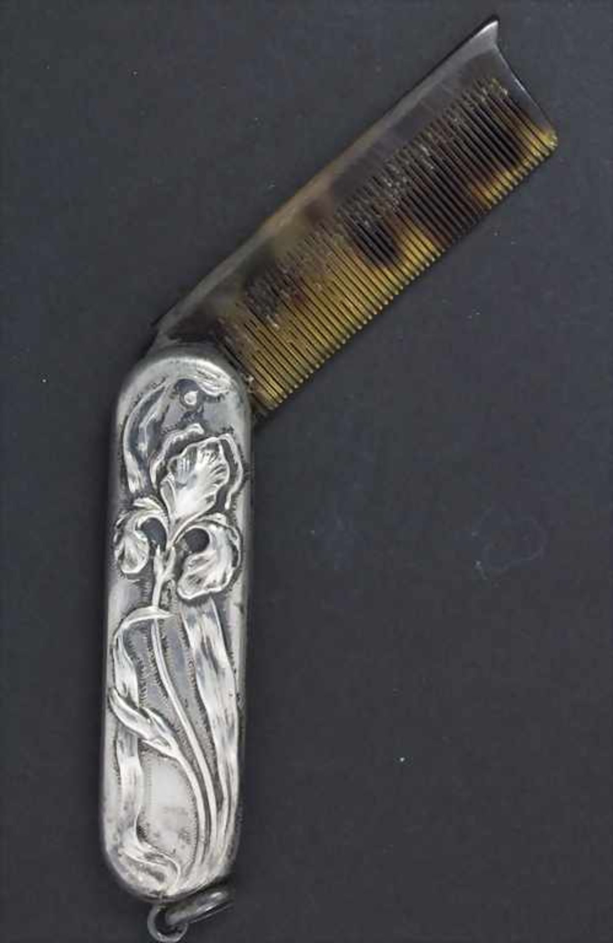 Jugendstil Taschenetui mit Bartkamm / An Art Nouveau etui with a moustache comb, Frankreich, um