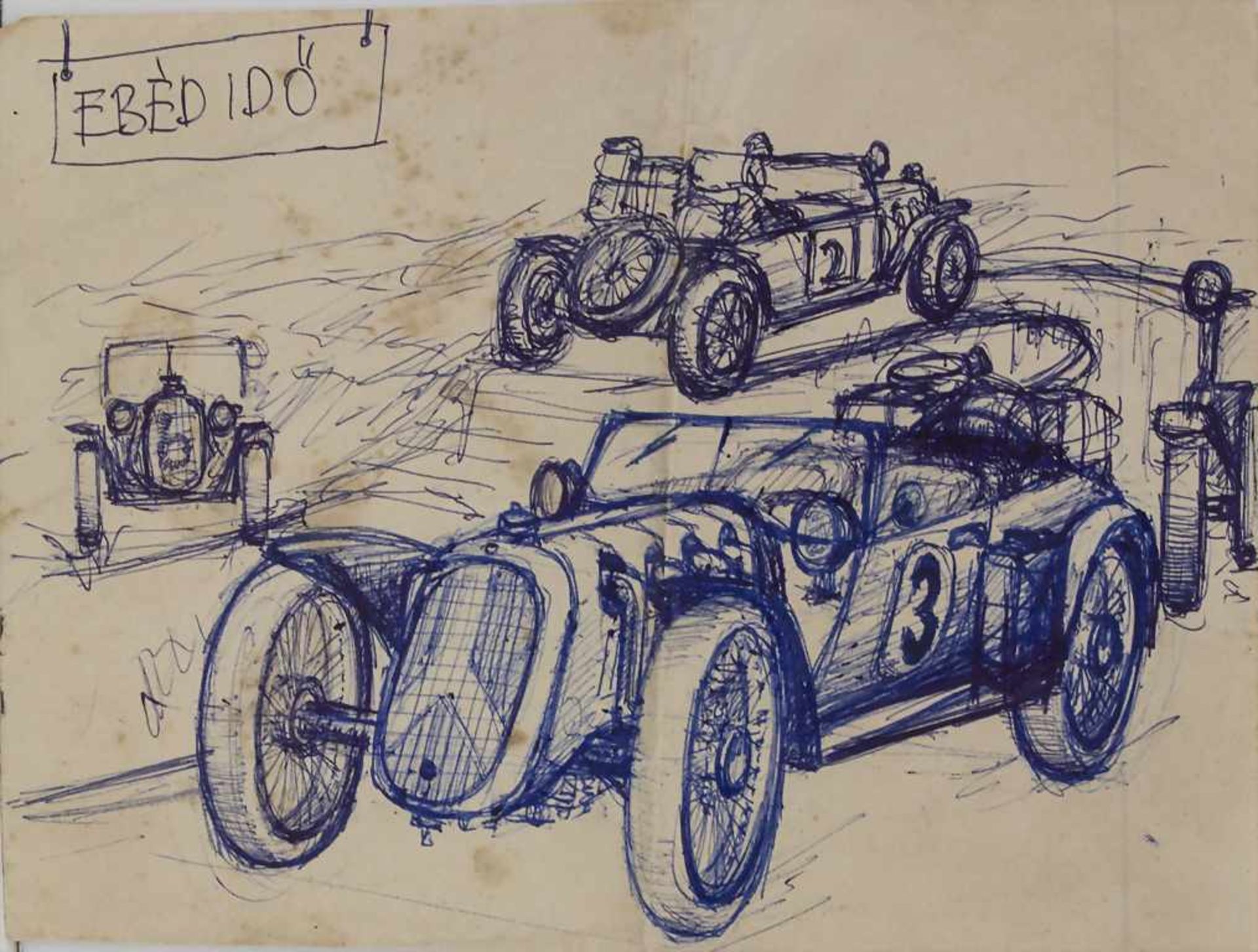 Künstler des 20. Jh., 'Historische Rennwagen' / 'Historic race cars'<